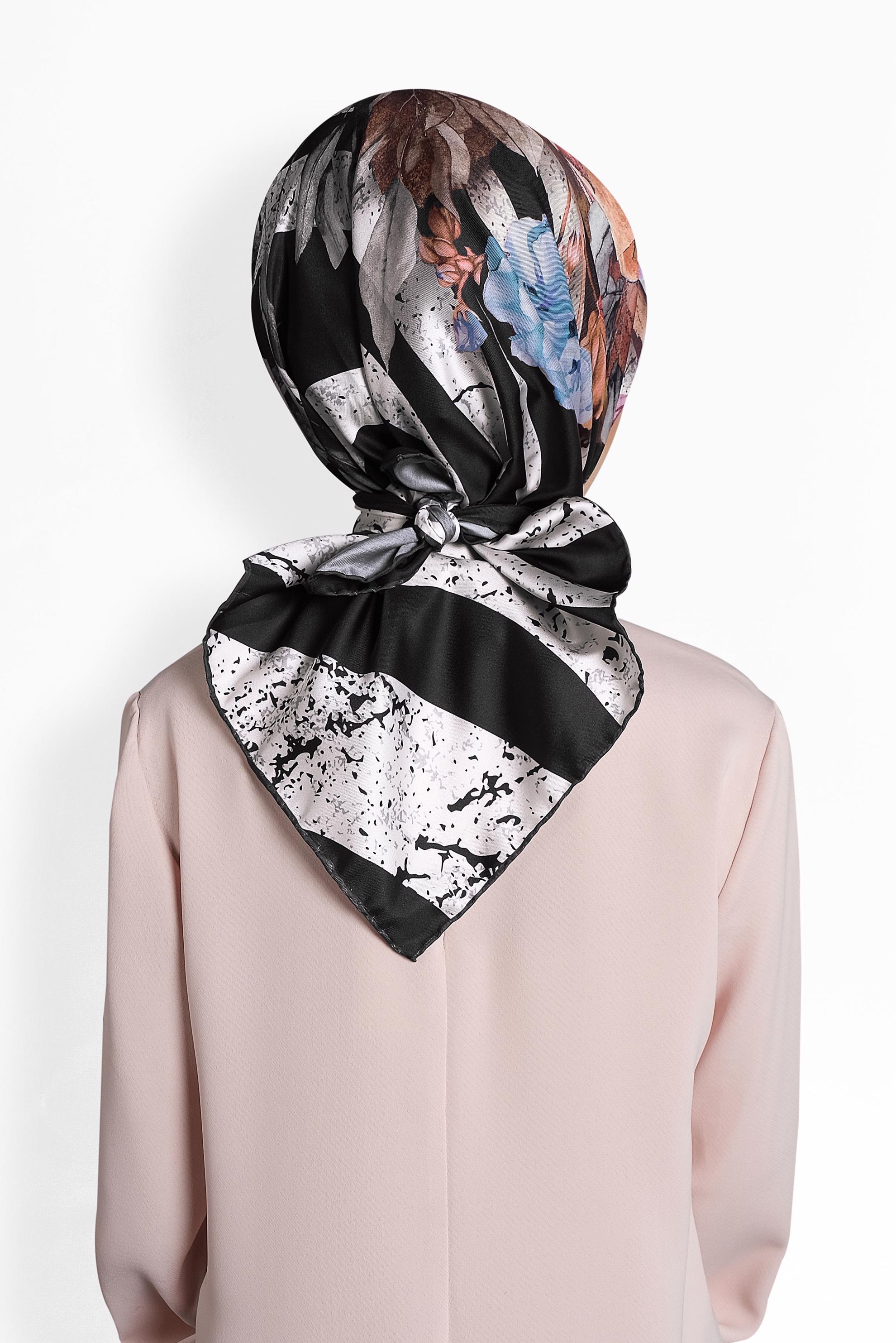 Tesettür giyim SİYAH 9986 ALVİNA DİJİTAL EŞARP