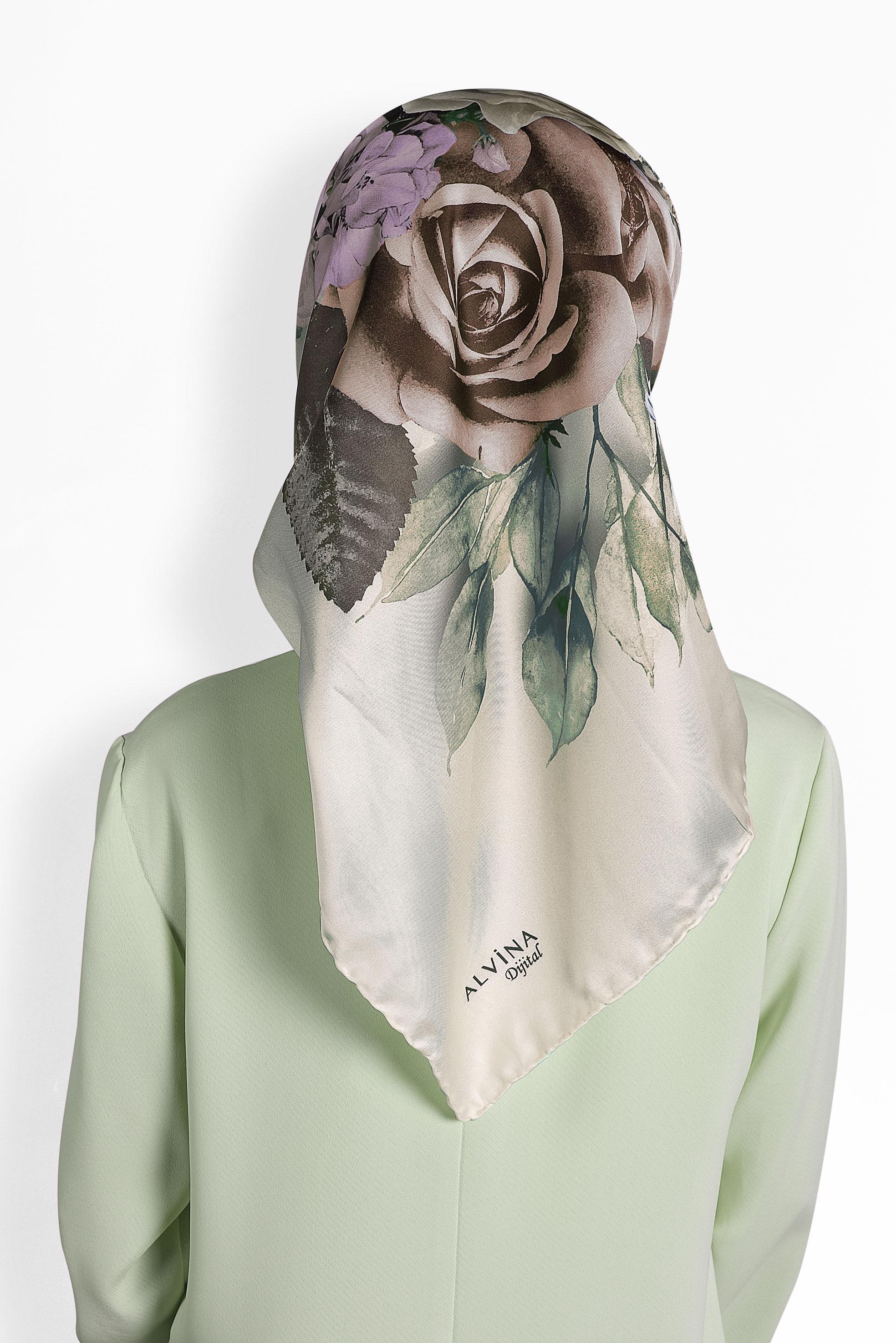 Tesettür giyim BEJ 9986 ALVİNA DİJİTAL EŞARP