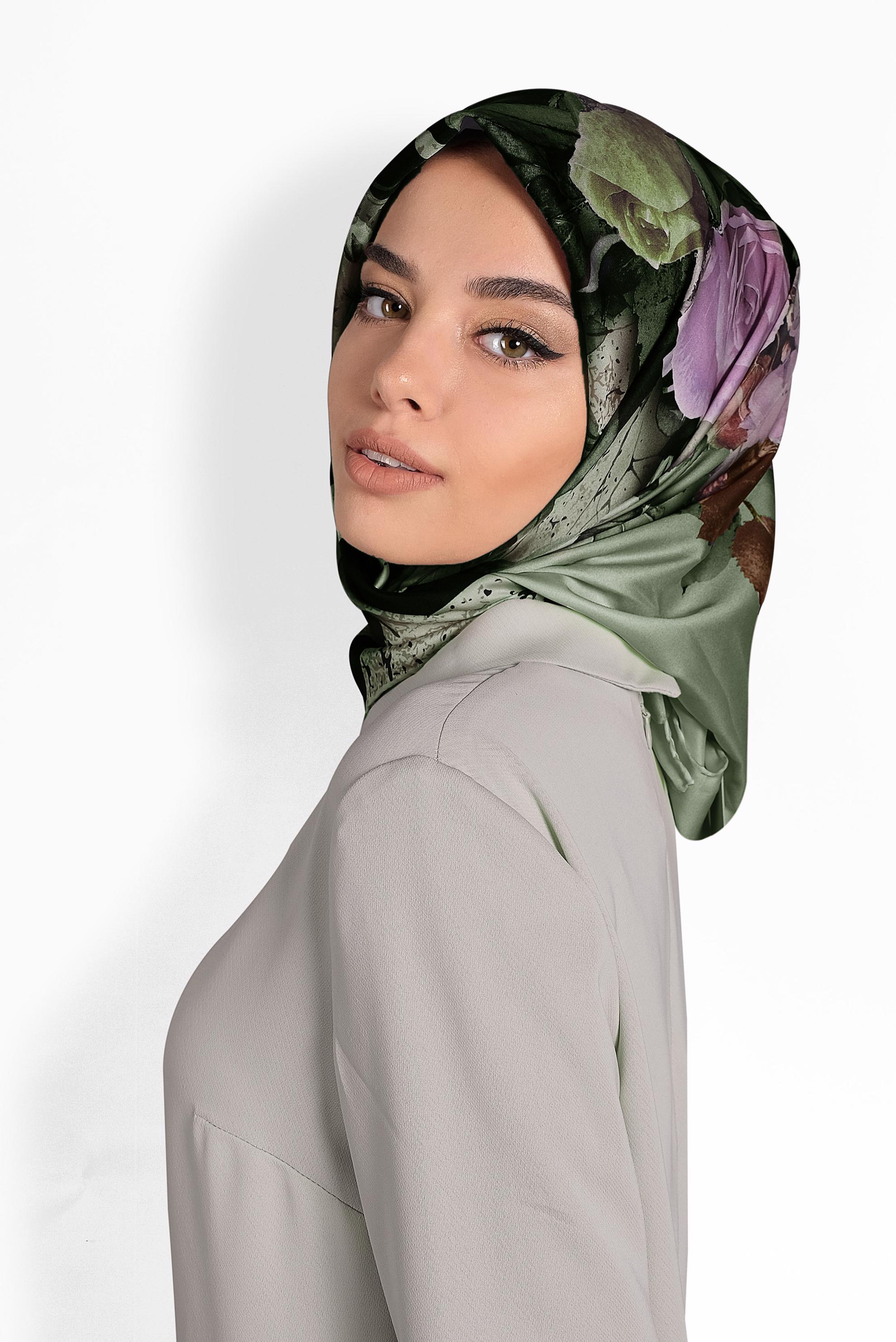 Tesettür giyim HAKİ 9986 ALVİNA DİJİTAL EŞARP