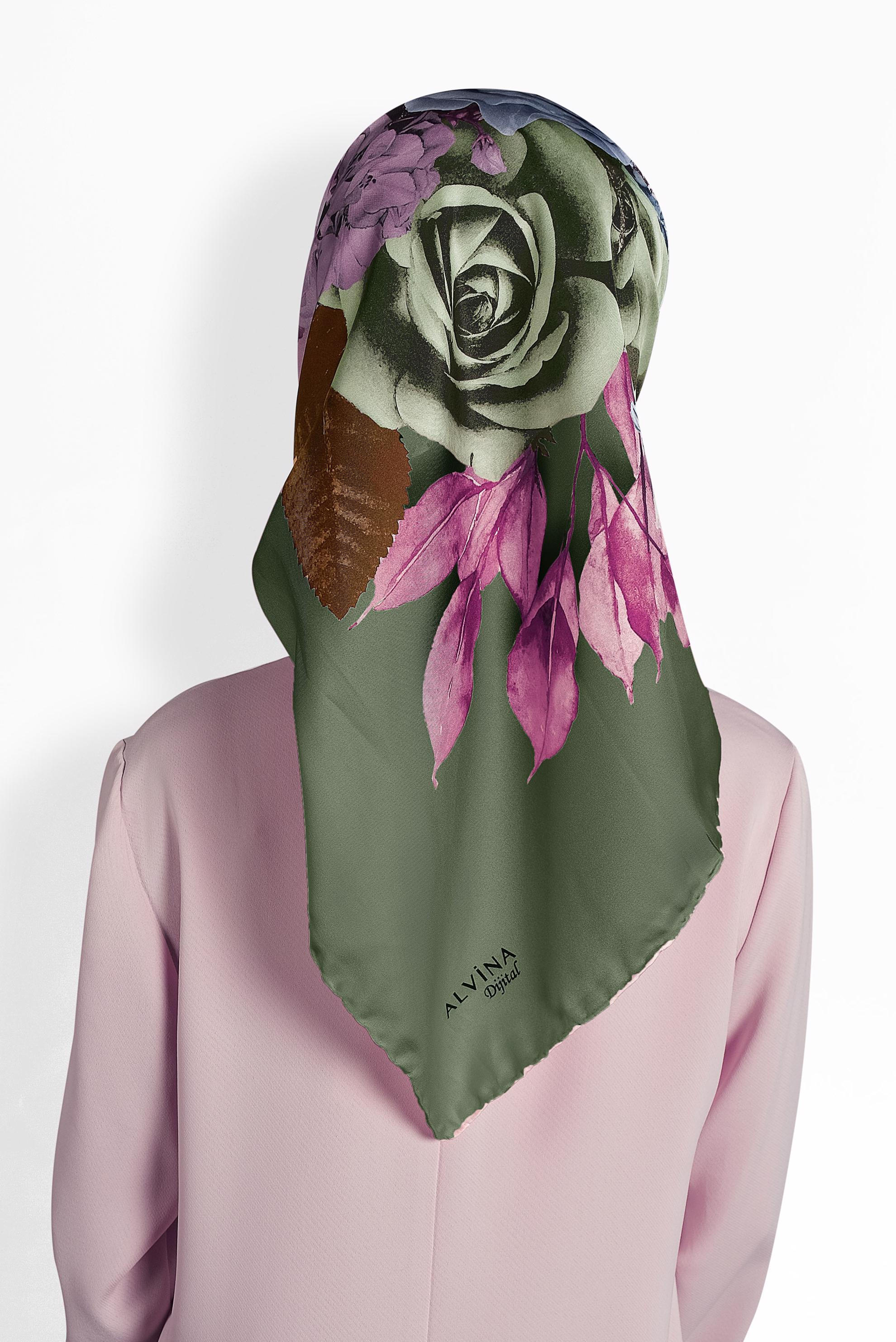 Tesettür giyim HAKİ 9986 ALVİNA DİJİTAL EŞARP