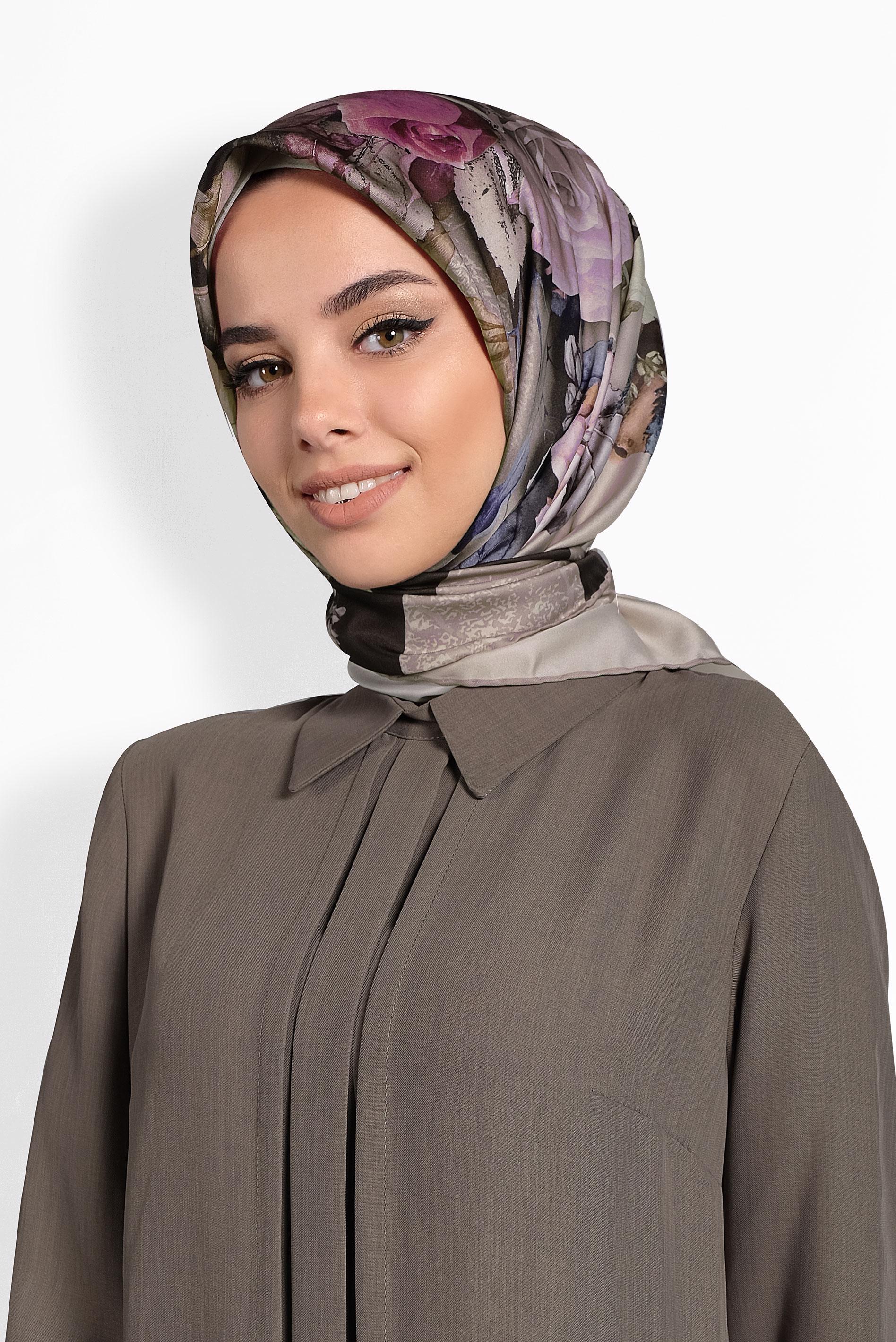 Tesettür giyim VİZON 9986 ALVİNA DİJİTAL EŞARP