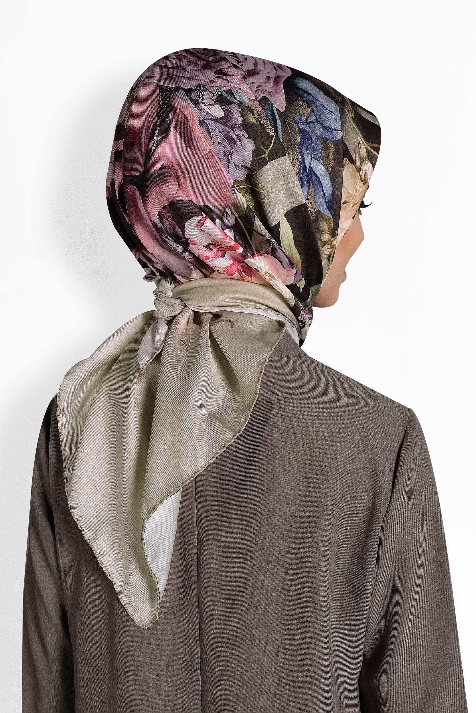 Tesettür giyim VİZON 9986 ALVİNA DİJİTAL EŞARP