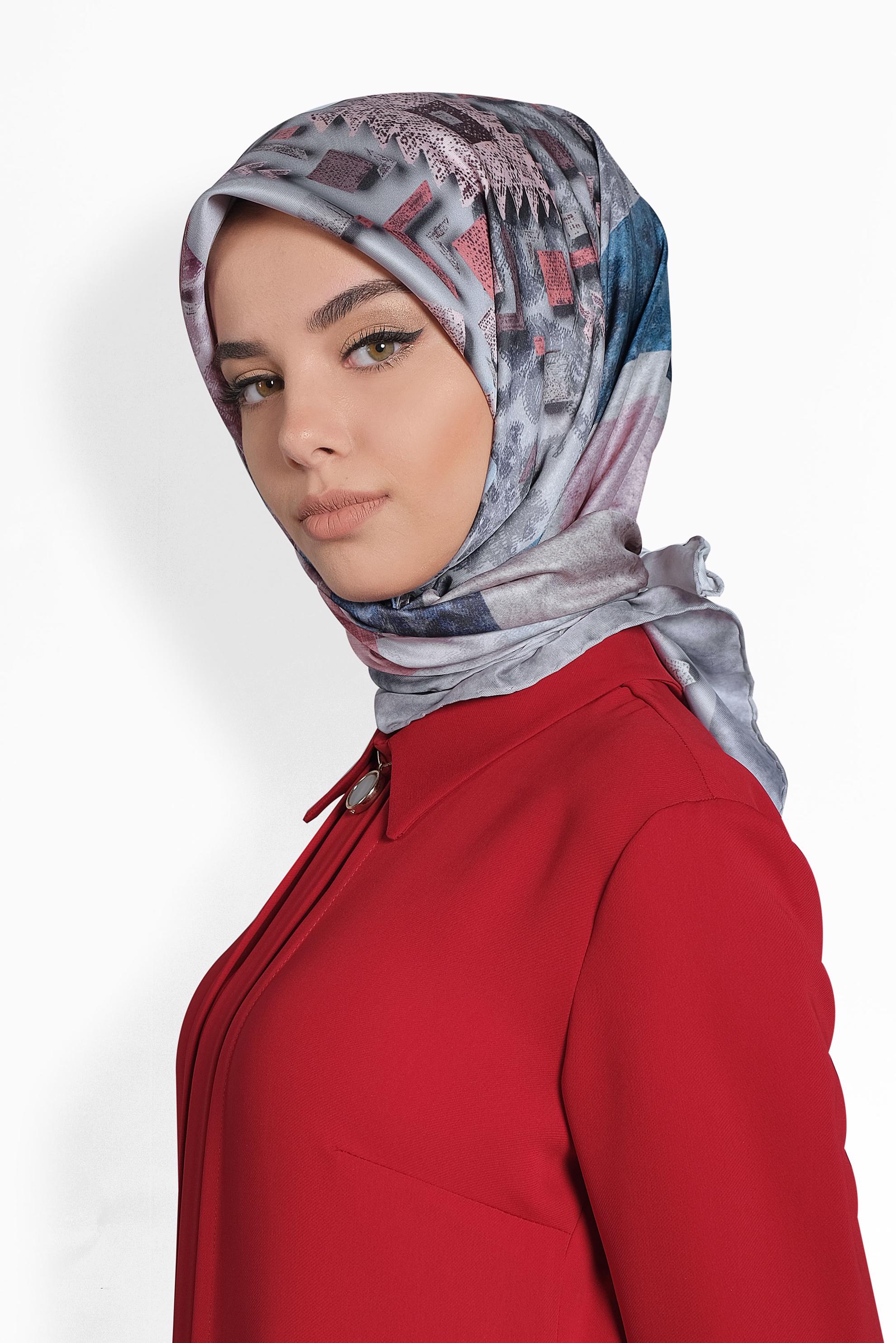 Tesettür giyim GRİ 9987 ALVİNA DİJİTAL EŞARP