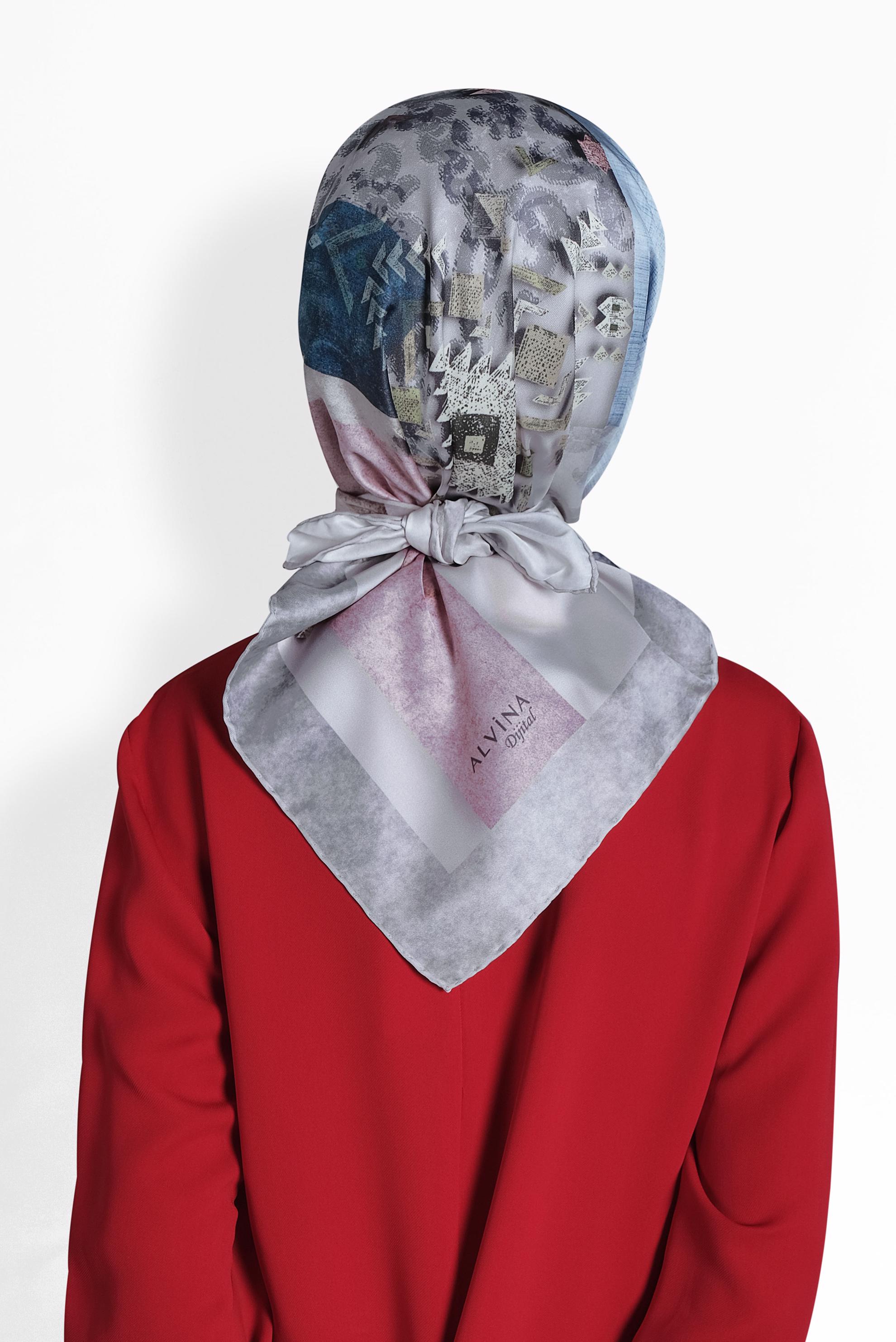 Tesettür giyim GRİ 9987 ALVİNA DİJİTAL EŞARP