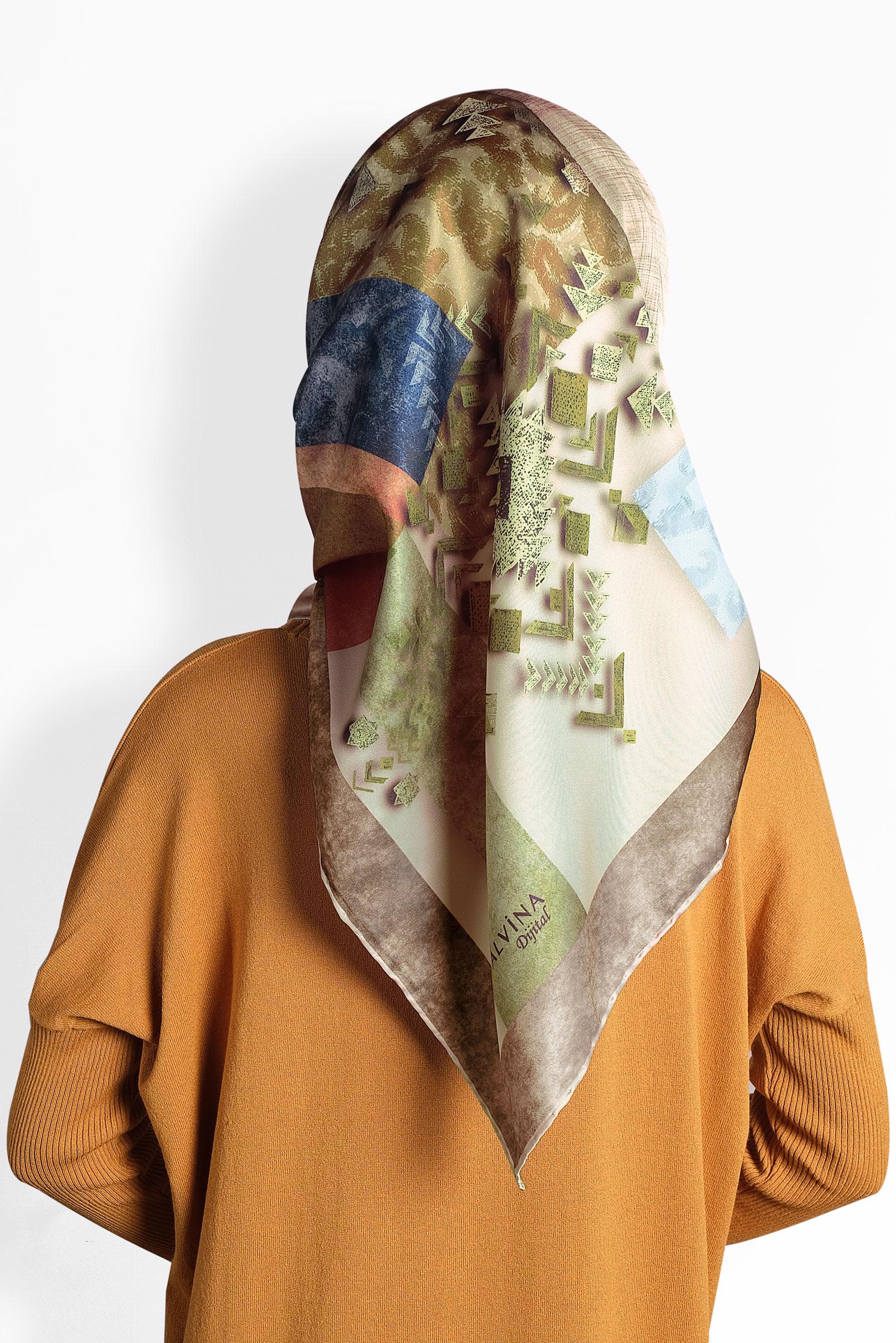 Tesettür giyim TURUNCU 9987 ALVİNA DİJİTAL EŞARP