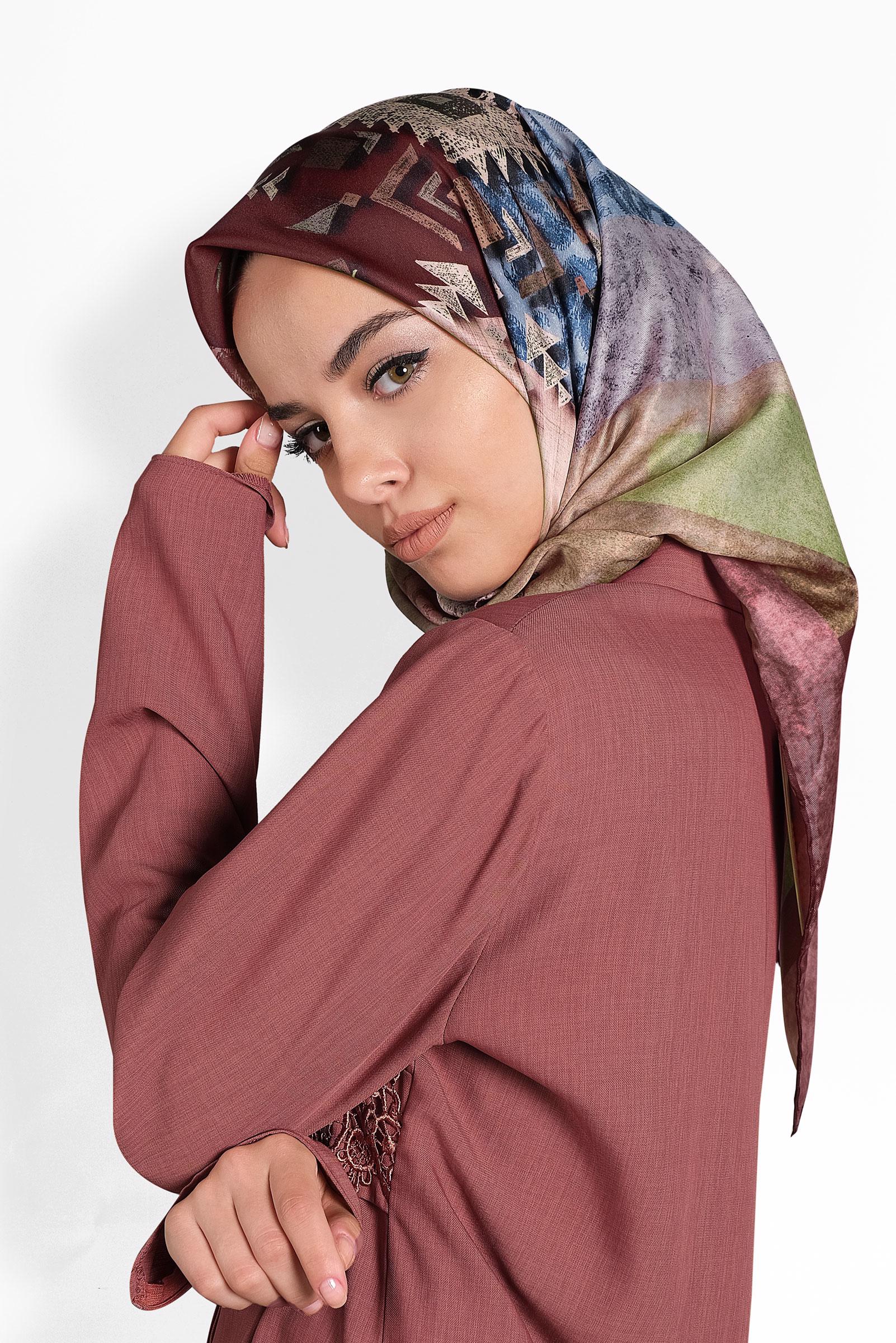 Tesettür giyim BORDO 9987 ALVİNA DİJİTAL EŞARP