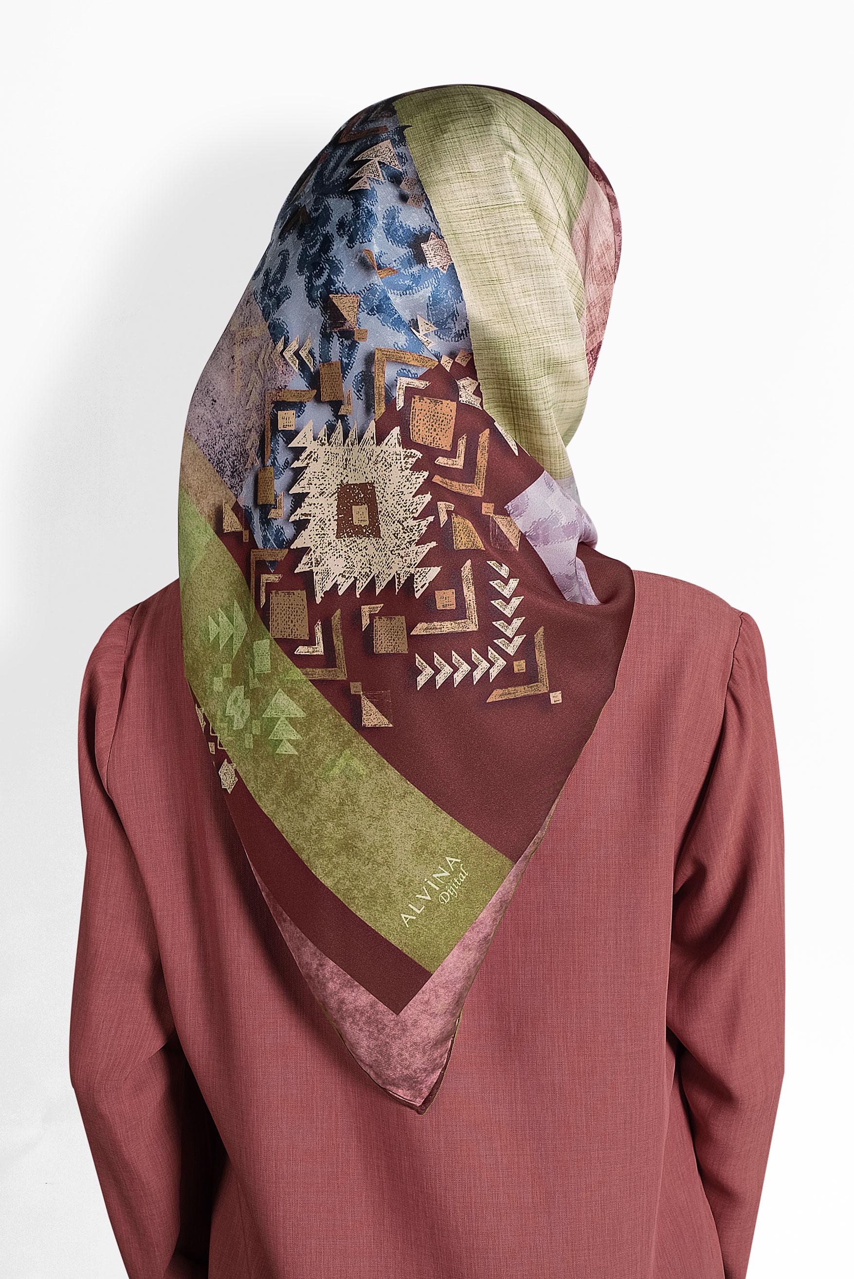 Tesettür giyim BORDO 9987 ALVİNA DİJİTAL EŞARP