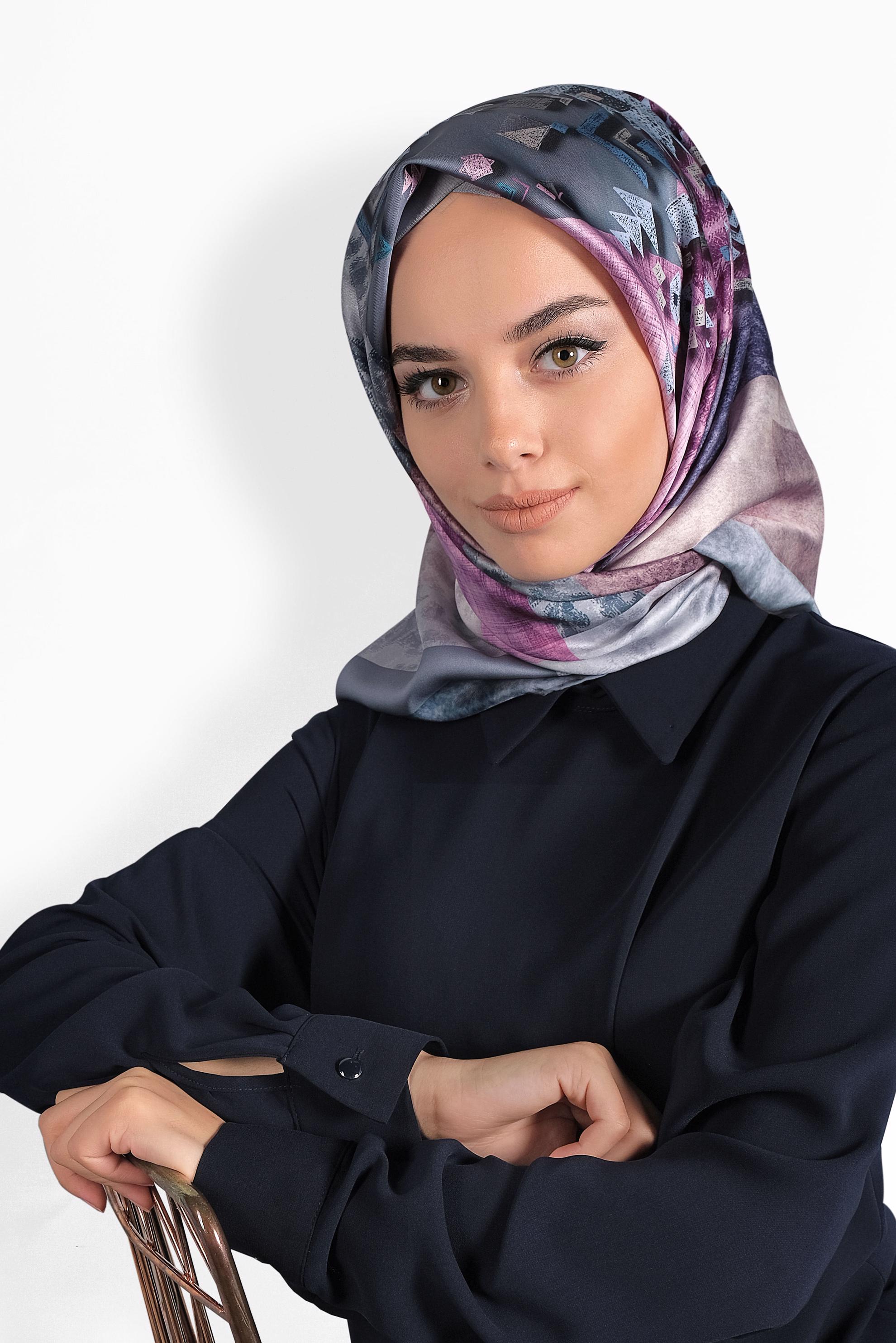 Tesettür giyim LACİVERT 9987 ALVİNA DİJİTAL EŞARP