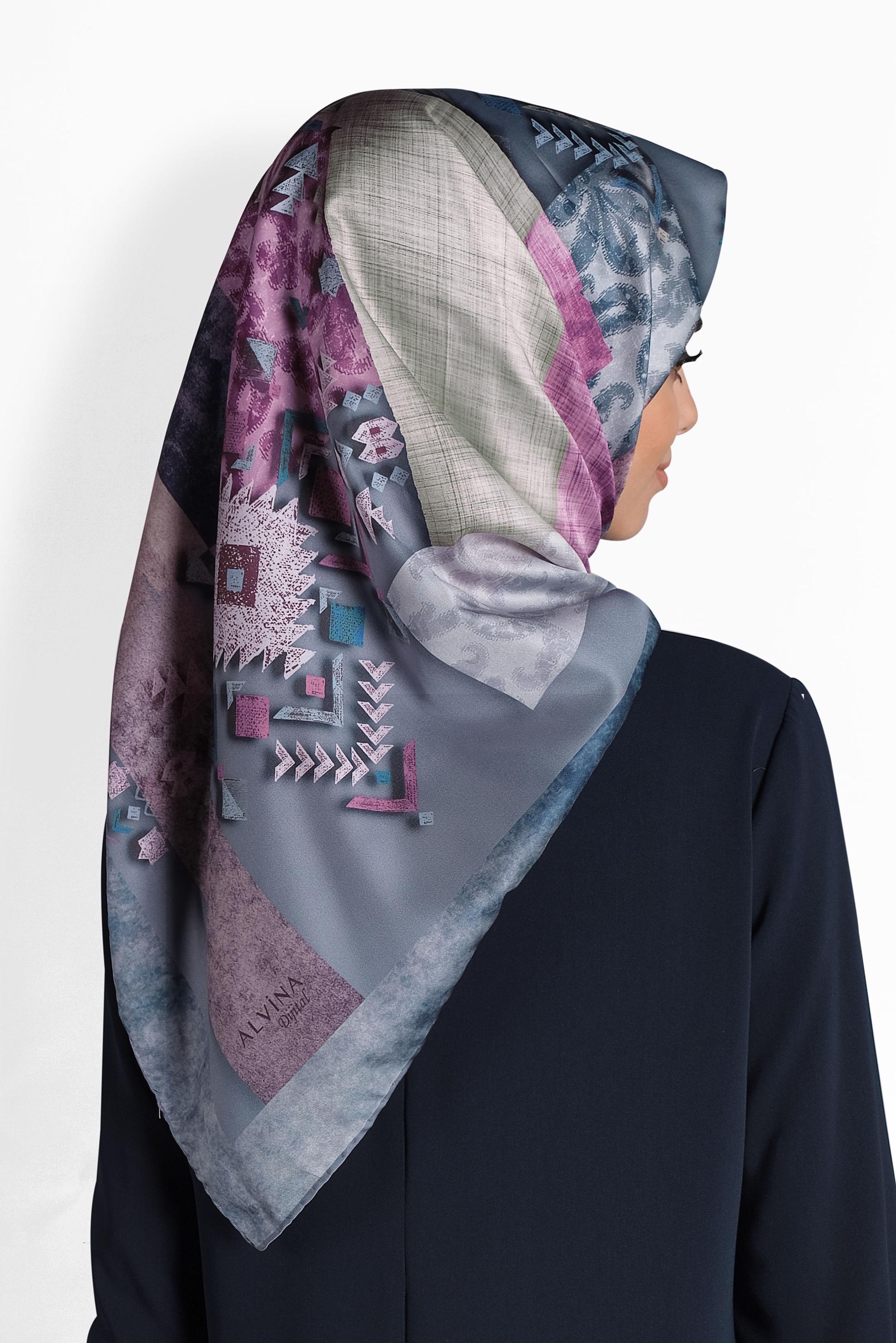 Tesettür giyim LACİVERT 9987 ALVİNA DİJİTAL EŞARP