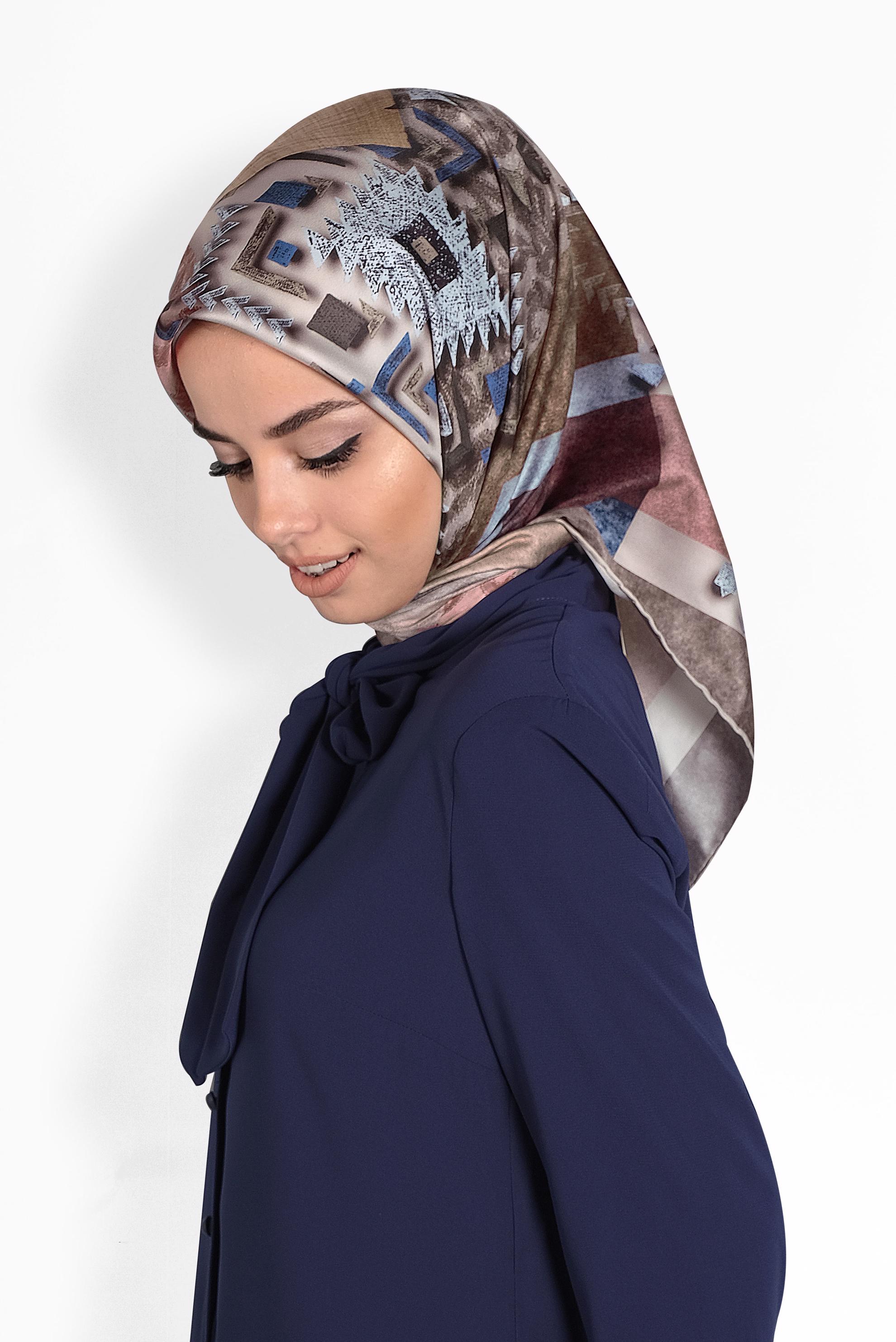 Tesettür giyim BEJ 9987 ALVİNA DİJİTAL EŞARP