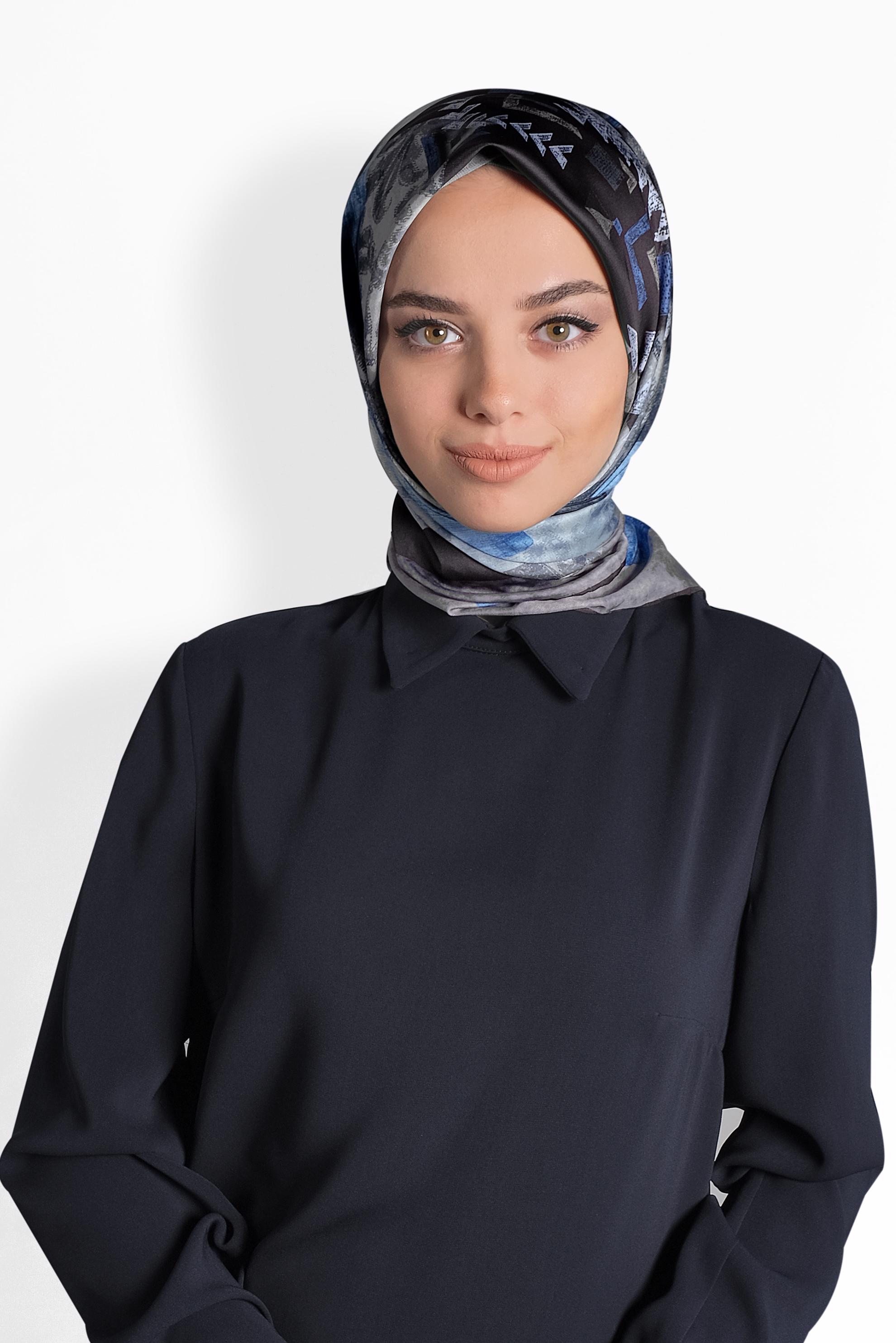 Tesettür giyim LACİVERT 9987 ALVİNA DİJİTAL EŞARP