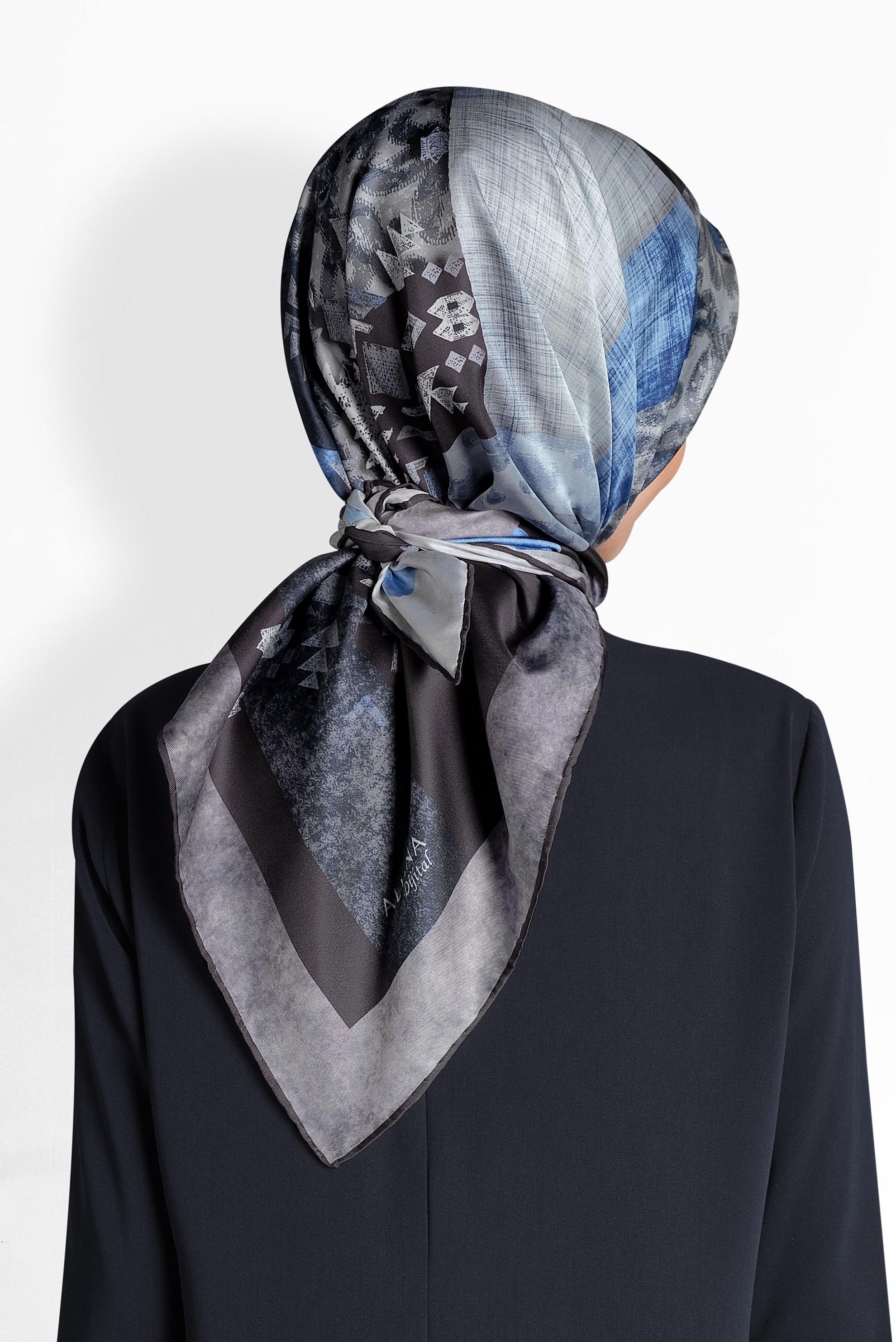 Tesettür giyim LACİVERT 9987 ALVİNA DİJİTAL EŞARP