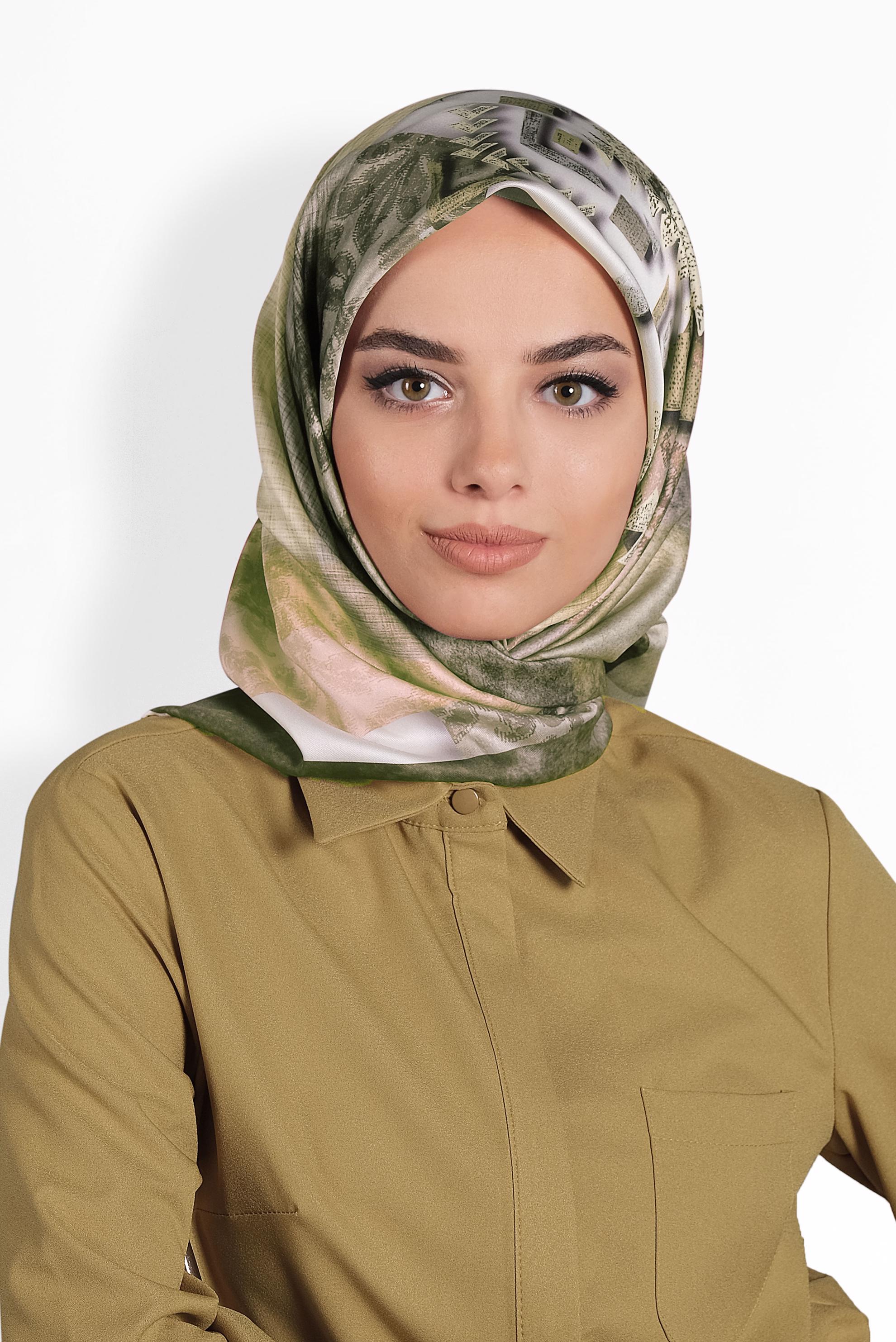 Tesettür giyim VİZON 9987 ALVİNA DİJİTAL EŞARP