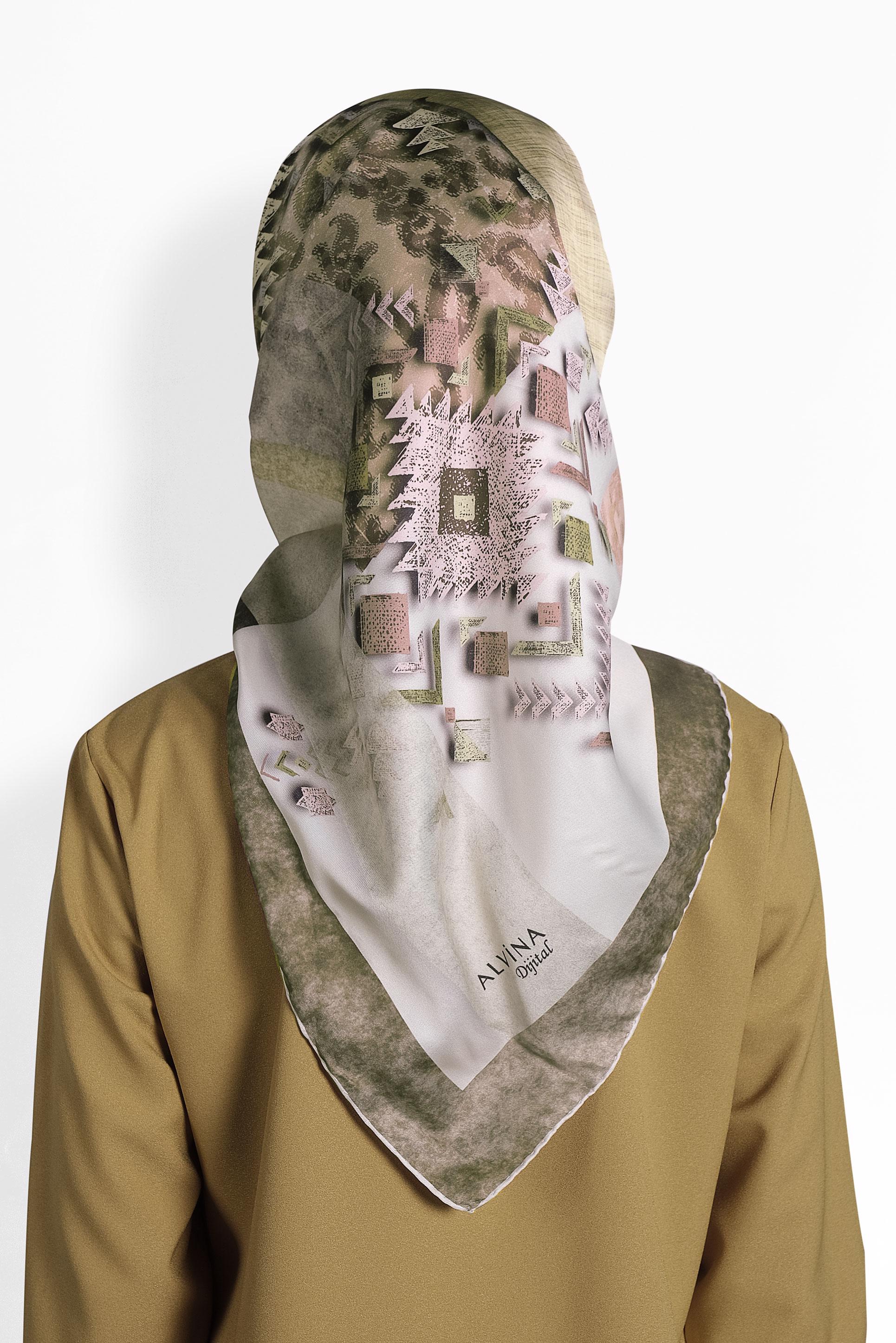 Tesettür giyim VİZON 9987 ALVİNA DİJİTAL EŞARP