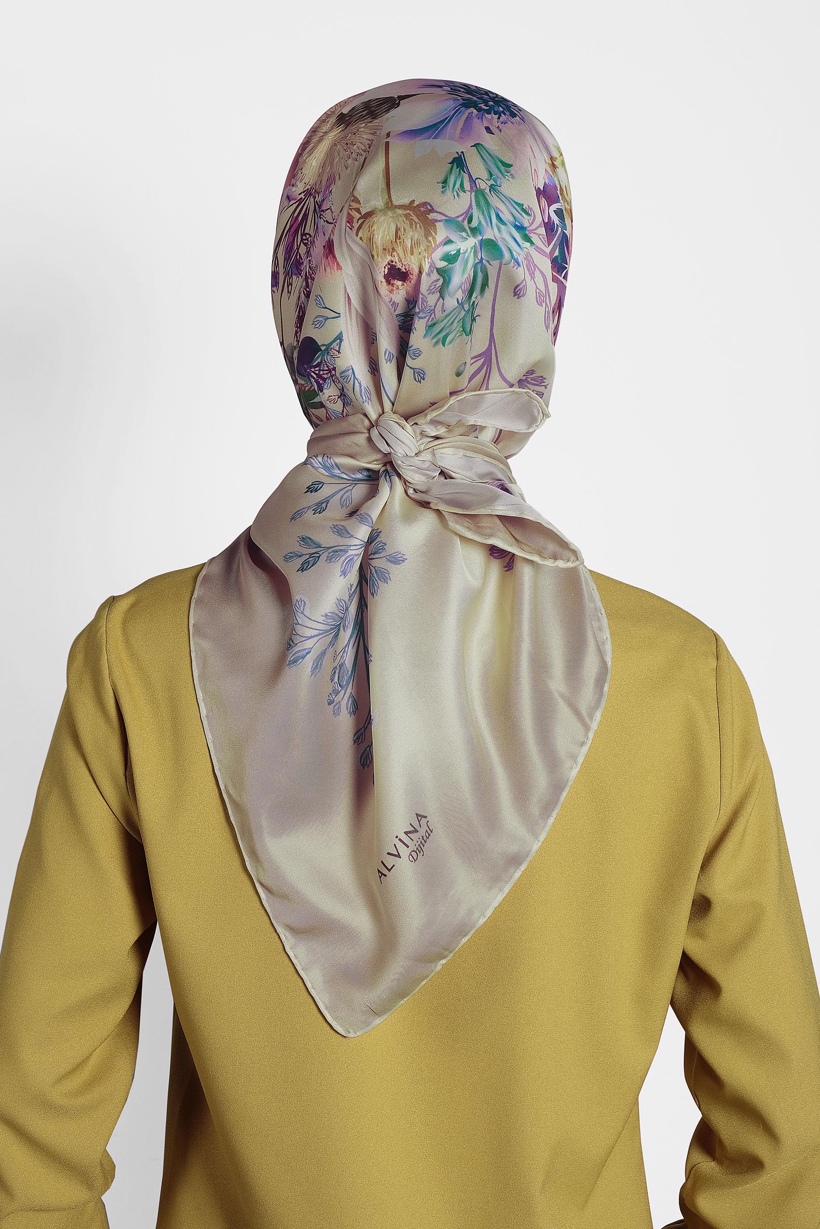 Tesettür giyim BEJ 9988 ALVİNA DİJİTAL EŞARP