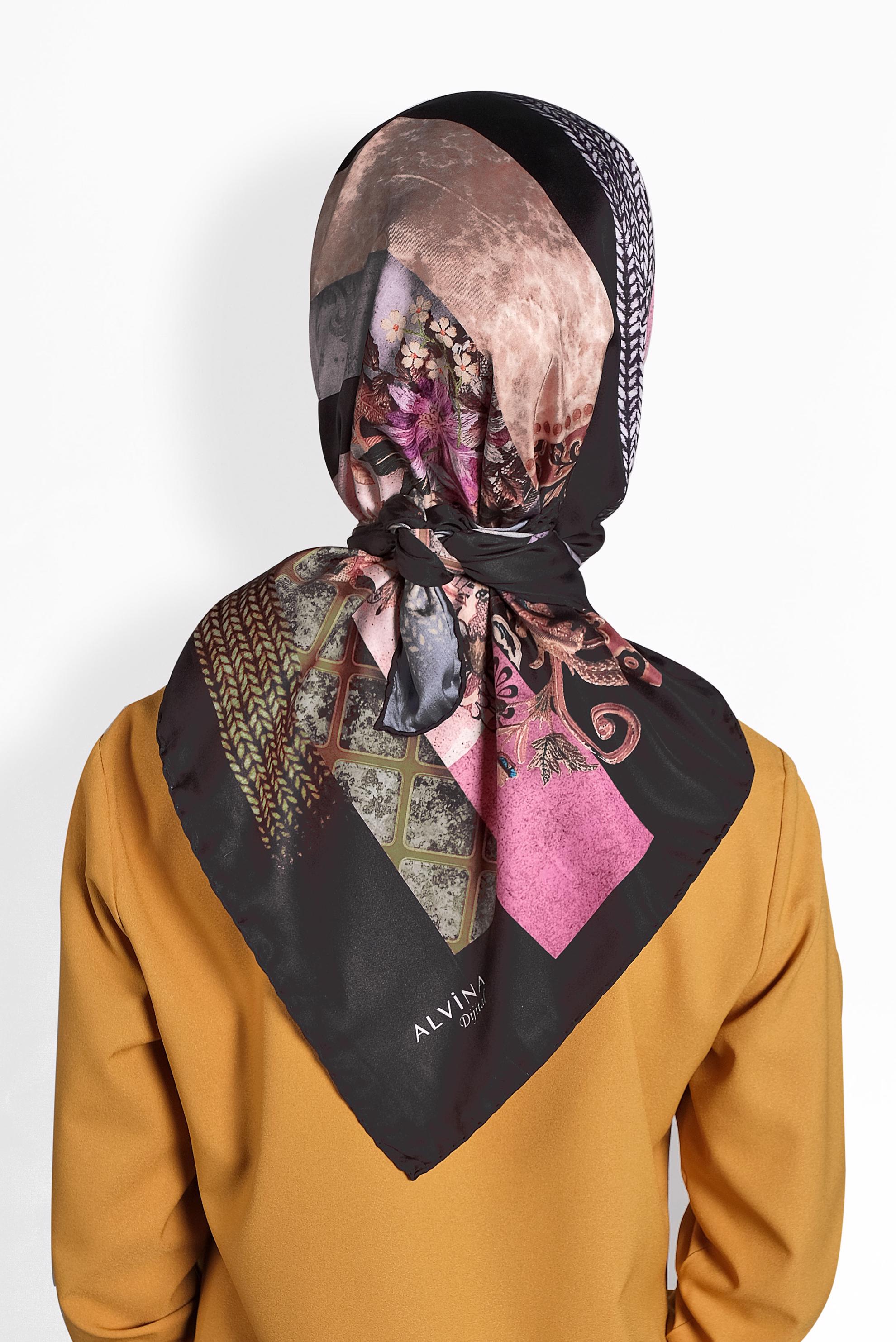 Tesettür giyim SİYAH 9989 ALVİNA DİJİTAL EŞARP