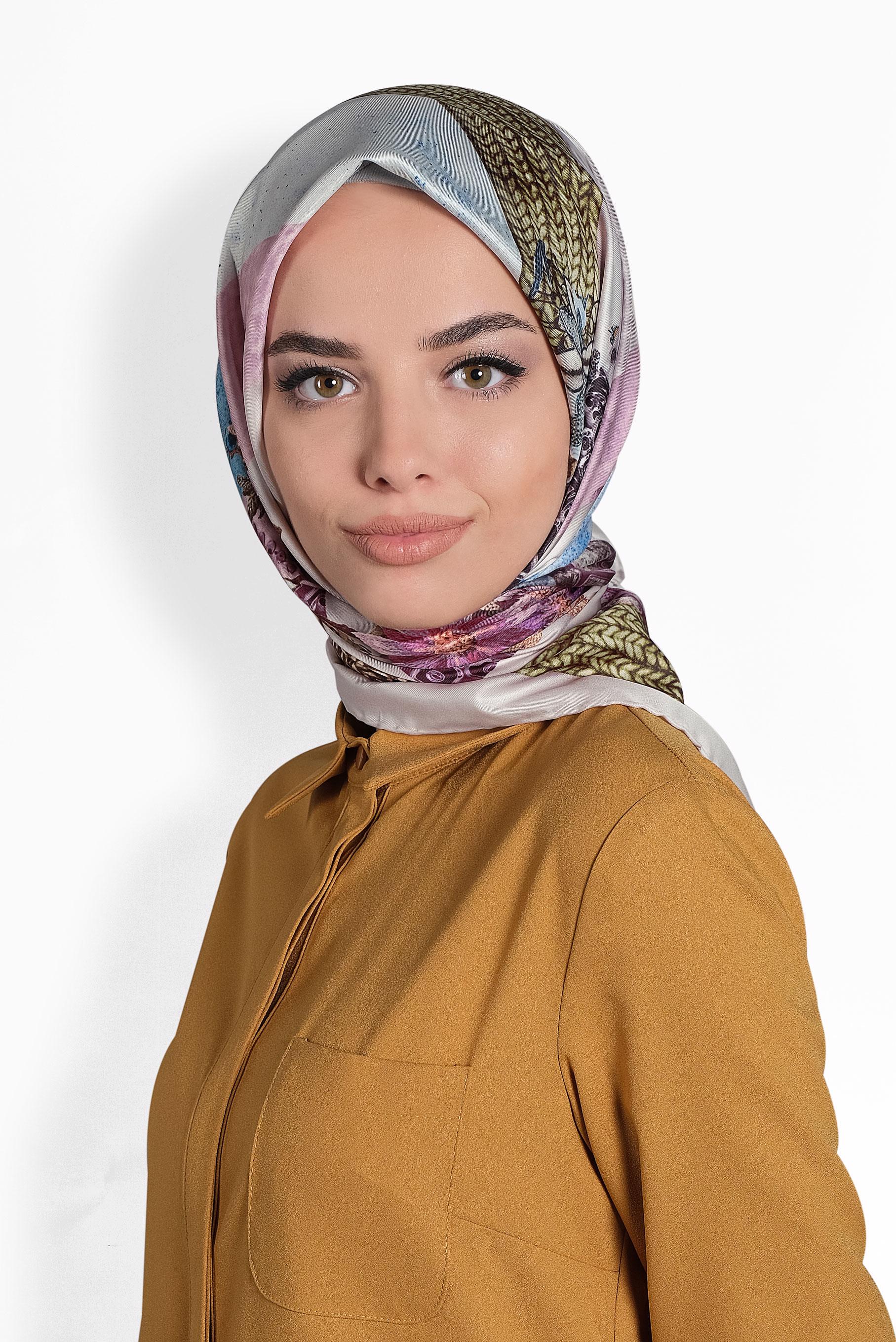 Tesettür giyim BEJ 9989 ALVİNA DİJİTAL EŞARP