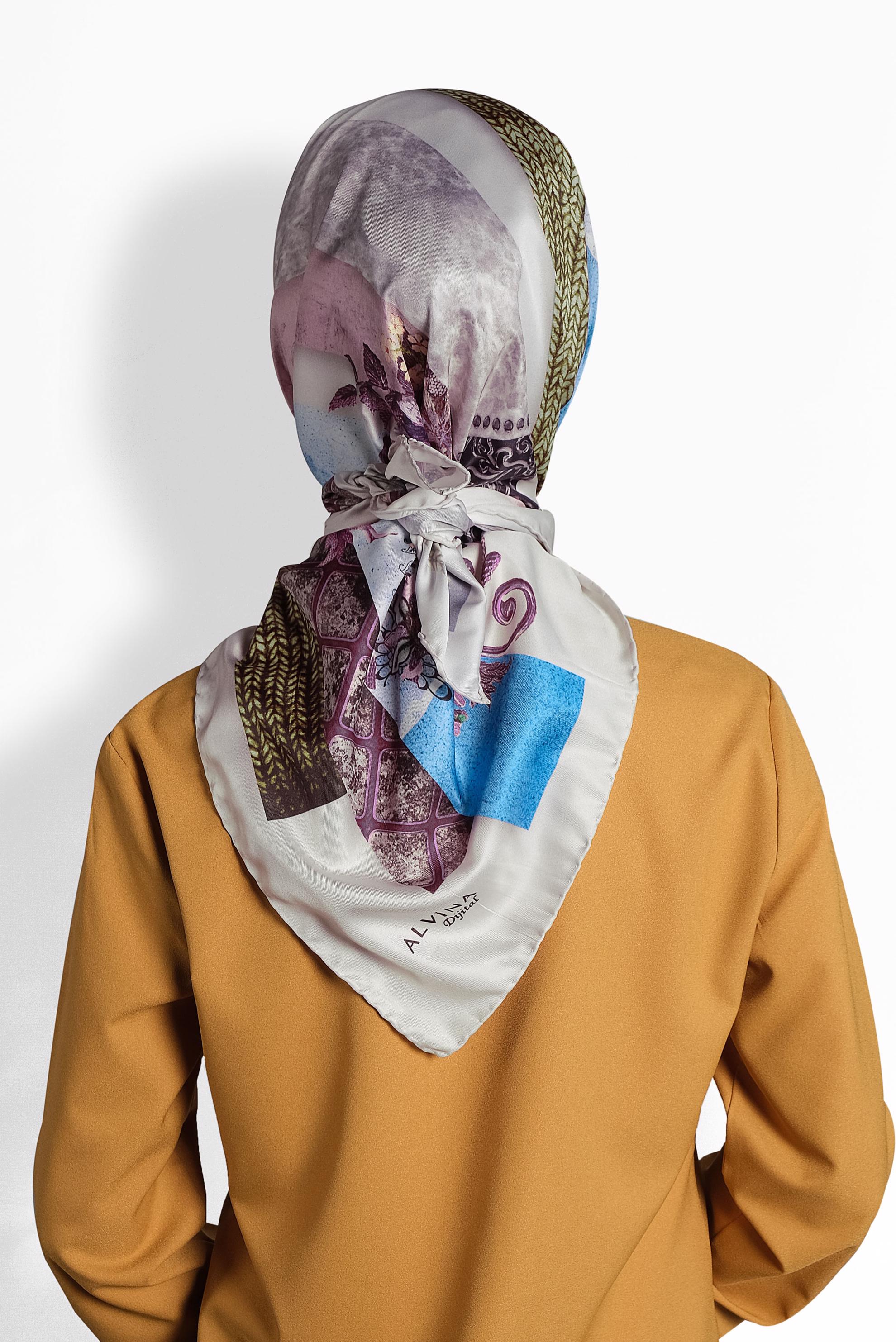 Tesettür giyim BEJ 9989 ALVİNA DİJİTAL EŞARP