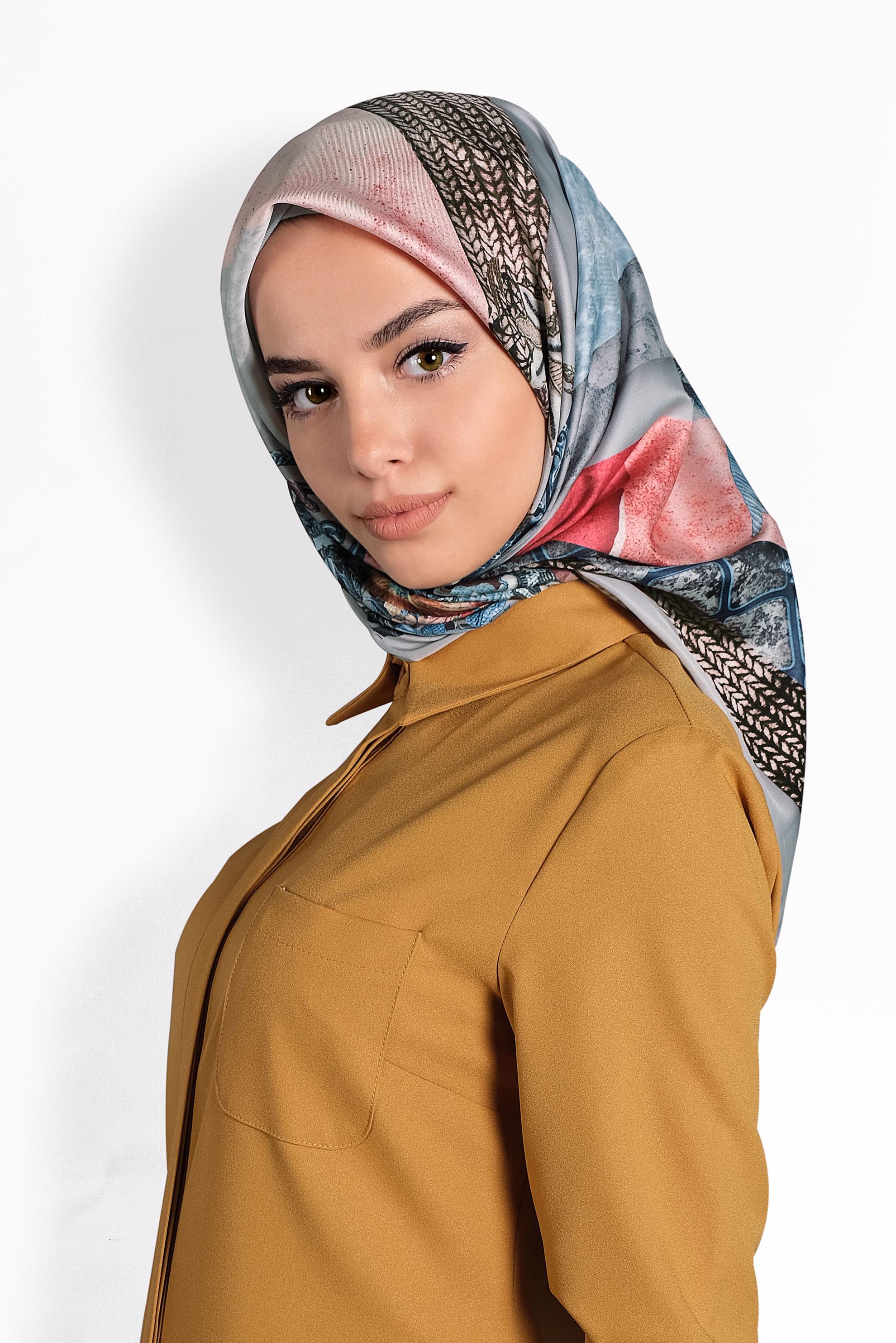 Tesettür giyim GÜMÜŞ 9989 ALVİNA DİJİTAL EŞARP