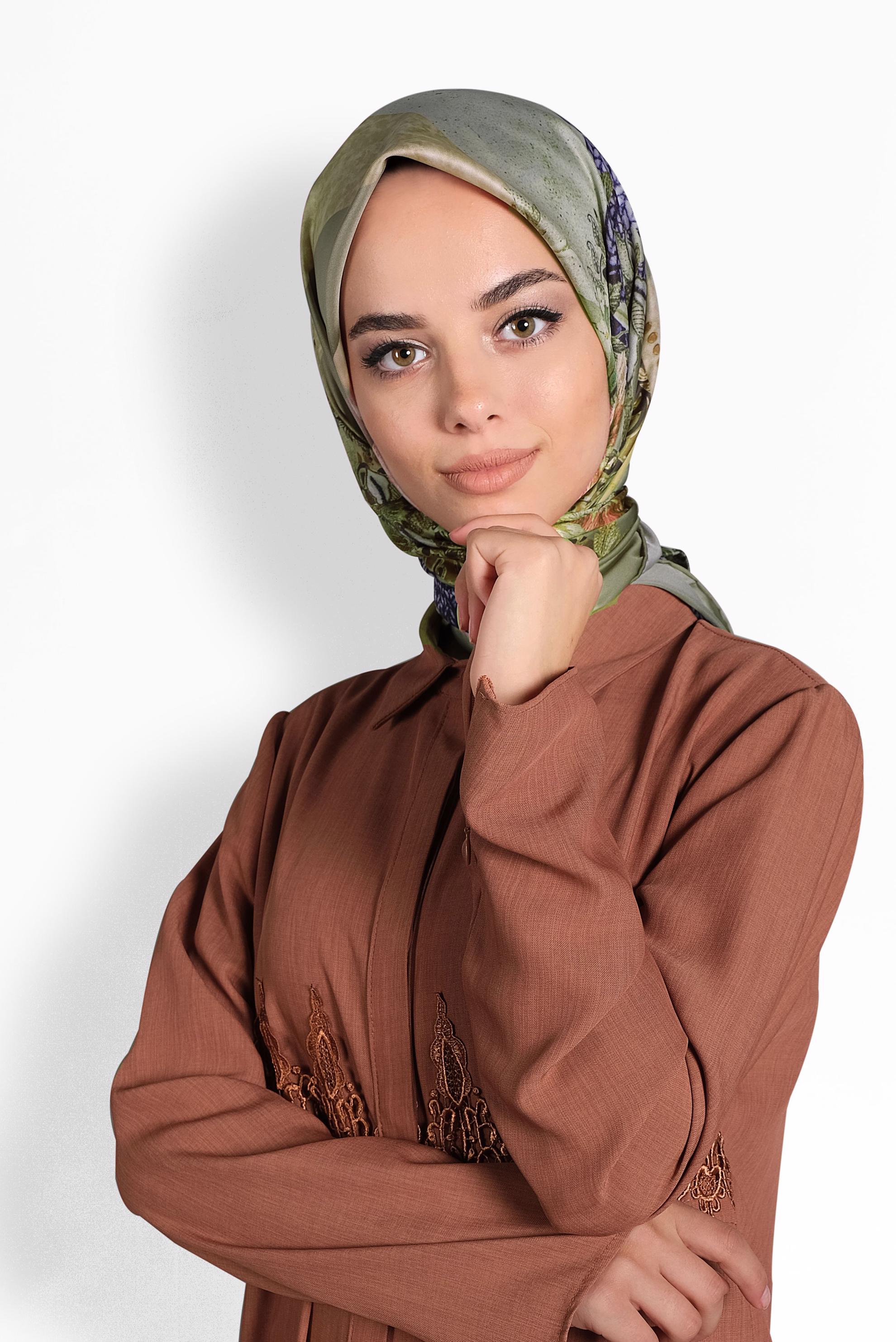 Tesettür giyim HAKİ 9989 ALVİNA DİJİTAL EŞARP