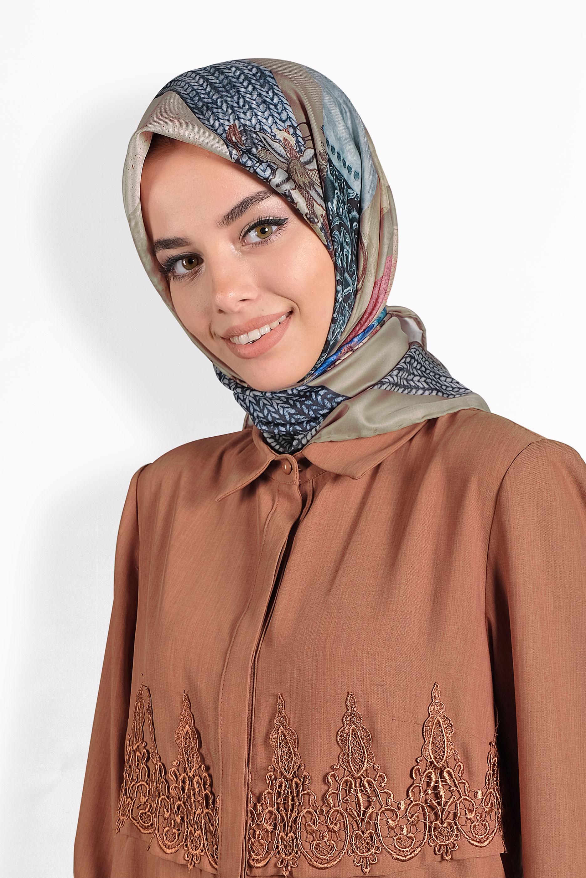 Tesettür giyim VİZON 9989 ALVİNA DİJİTAL EŞARP