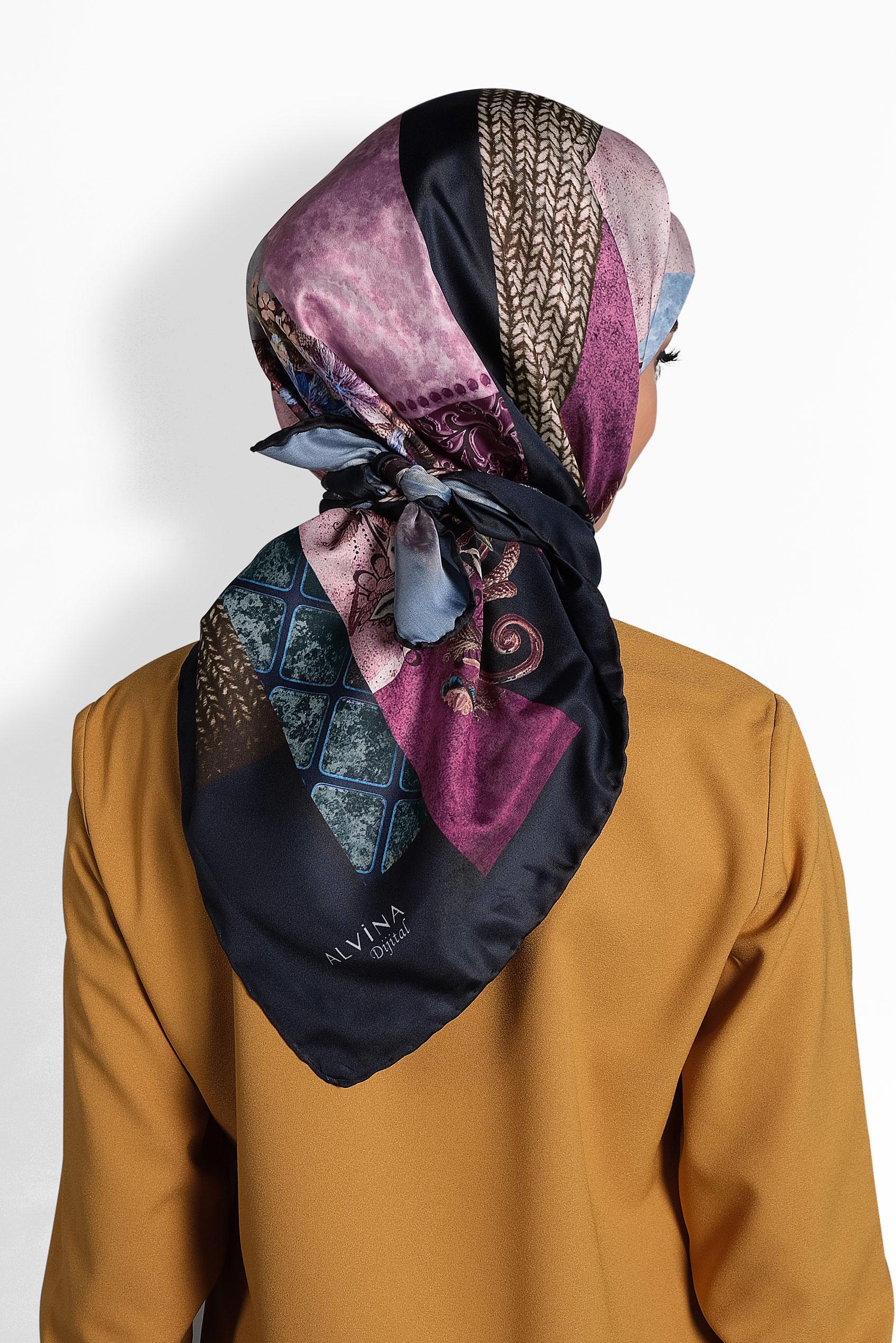 Tesettür giyim LACİVERT 9989 ALVİNA DİJİTAL EŞARP