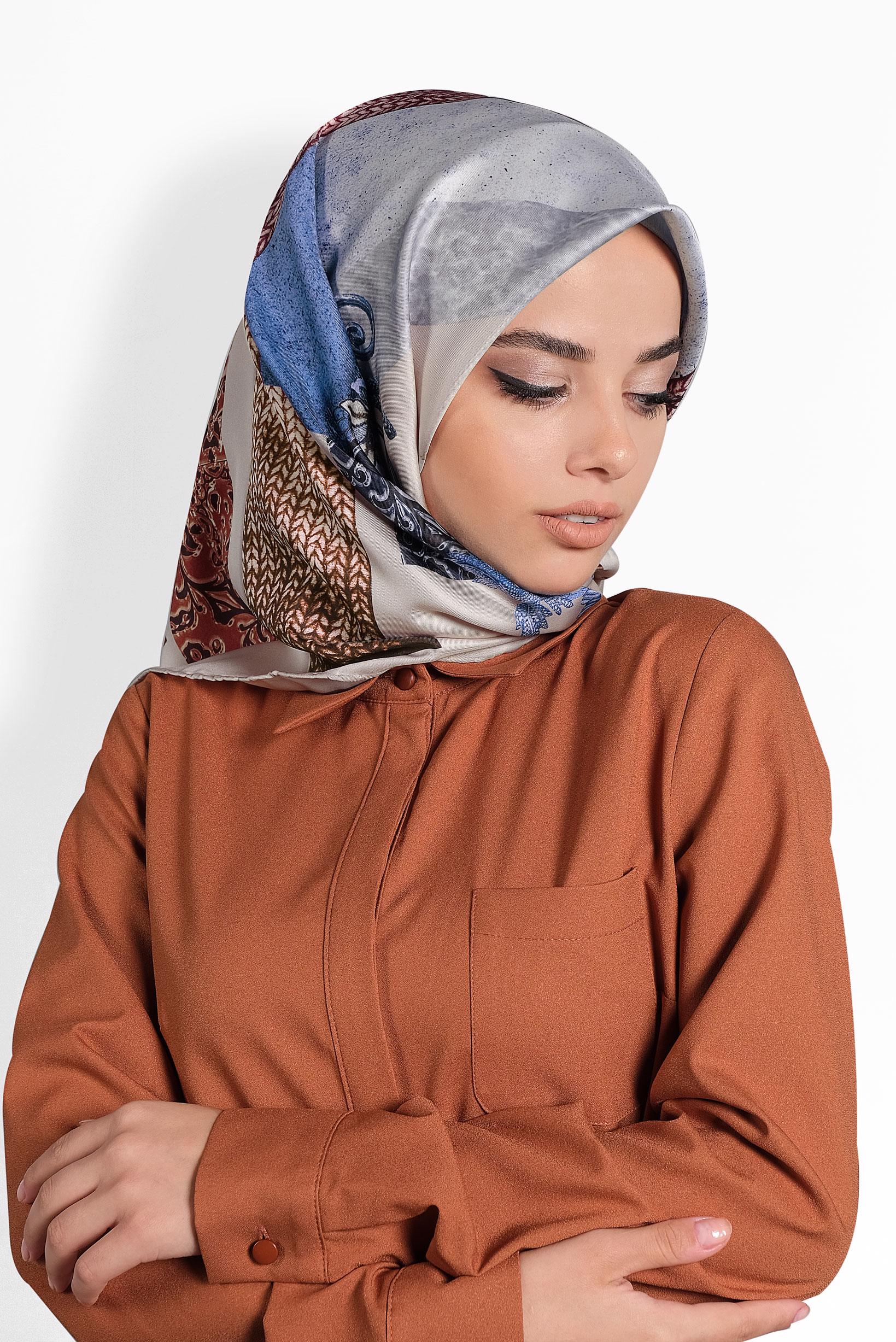 Tesettür giyim VİZON 9989 ALVİNA DİJİTAL EŞARP