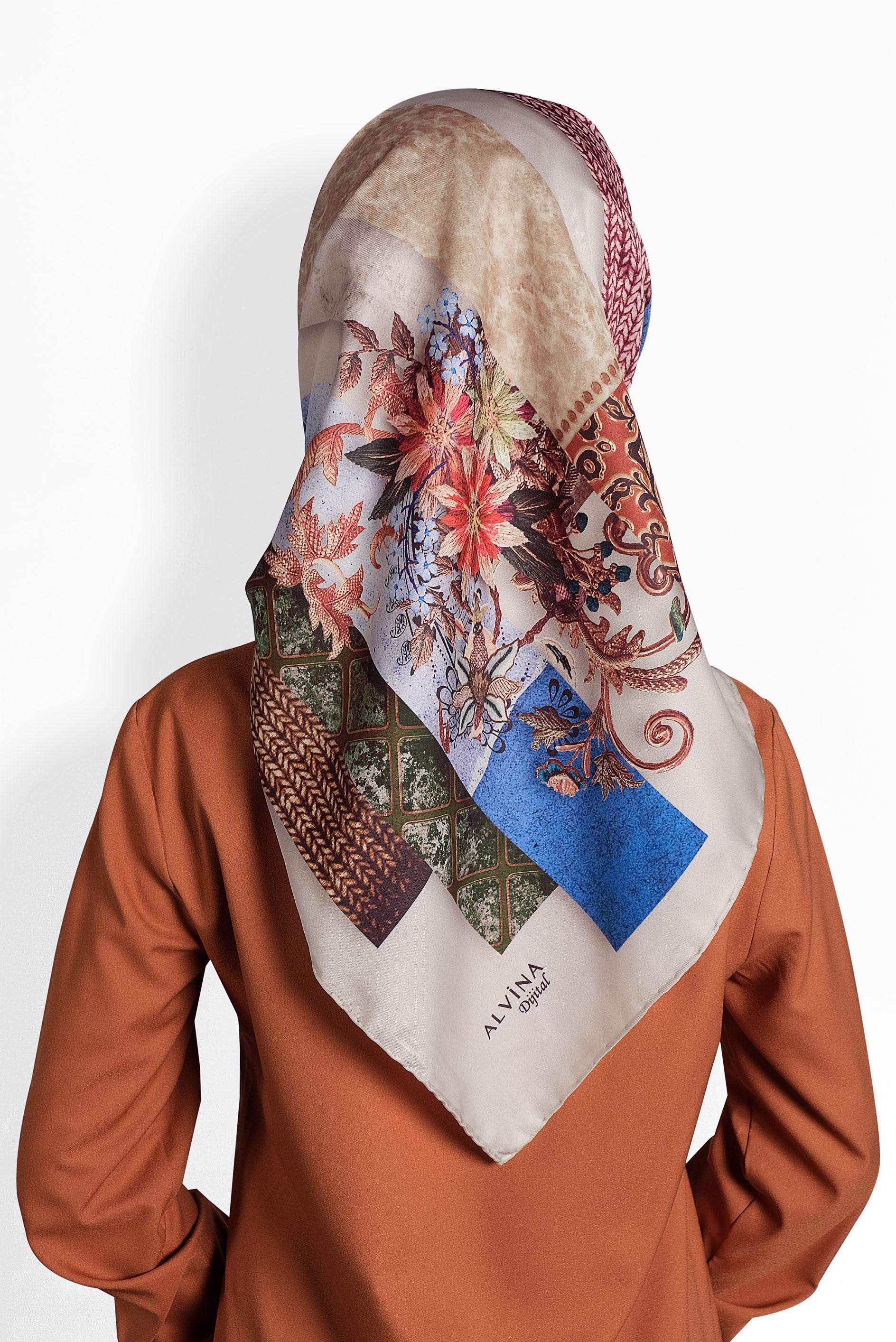 Tesettür giyim VİZON 9989 ALVİNA DİJİTAL EŞARP