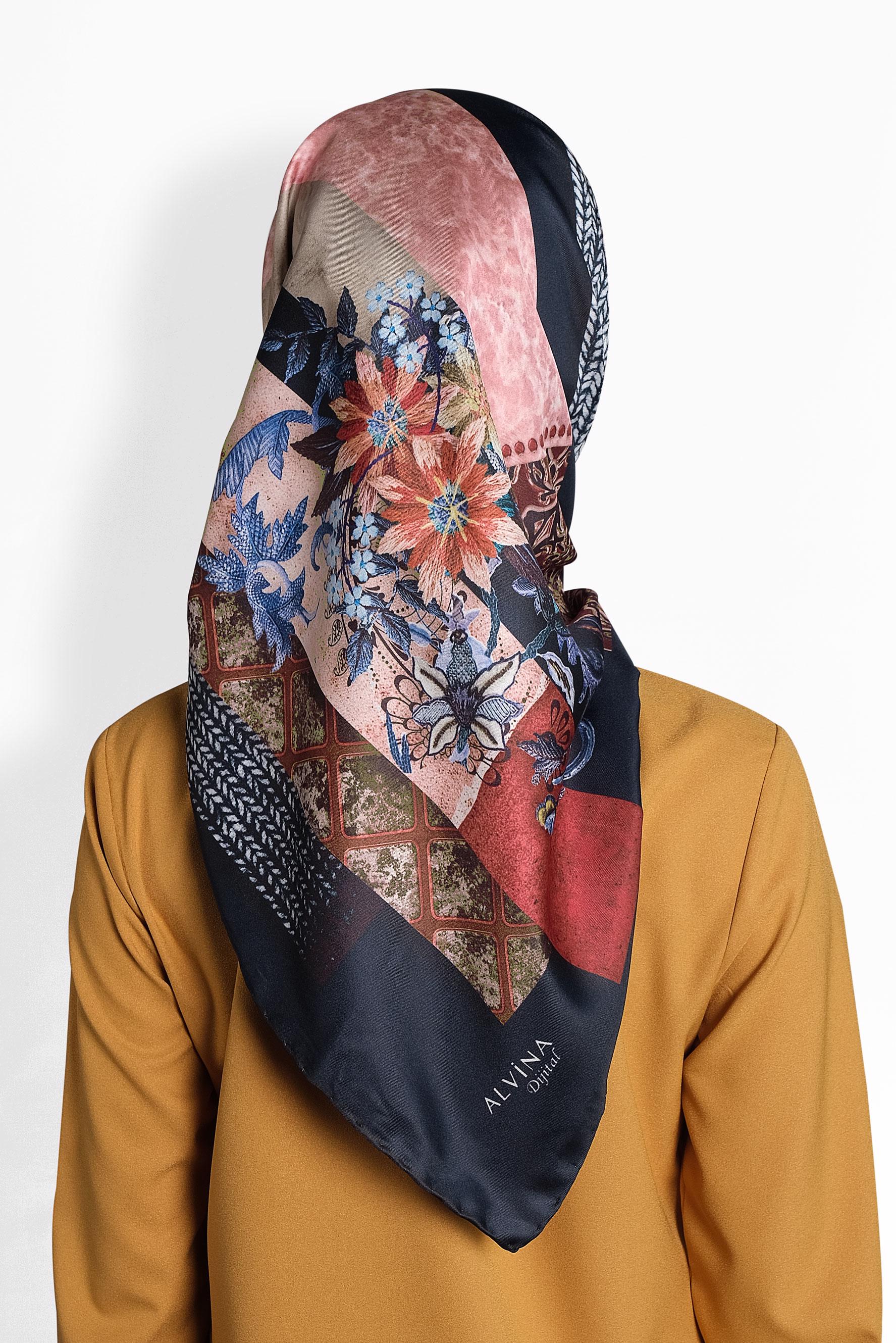 Tesettür giyim LACİVERT 9989 ALVİNA DİJİTAL EŞARP