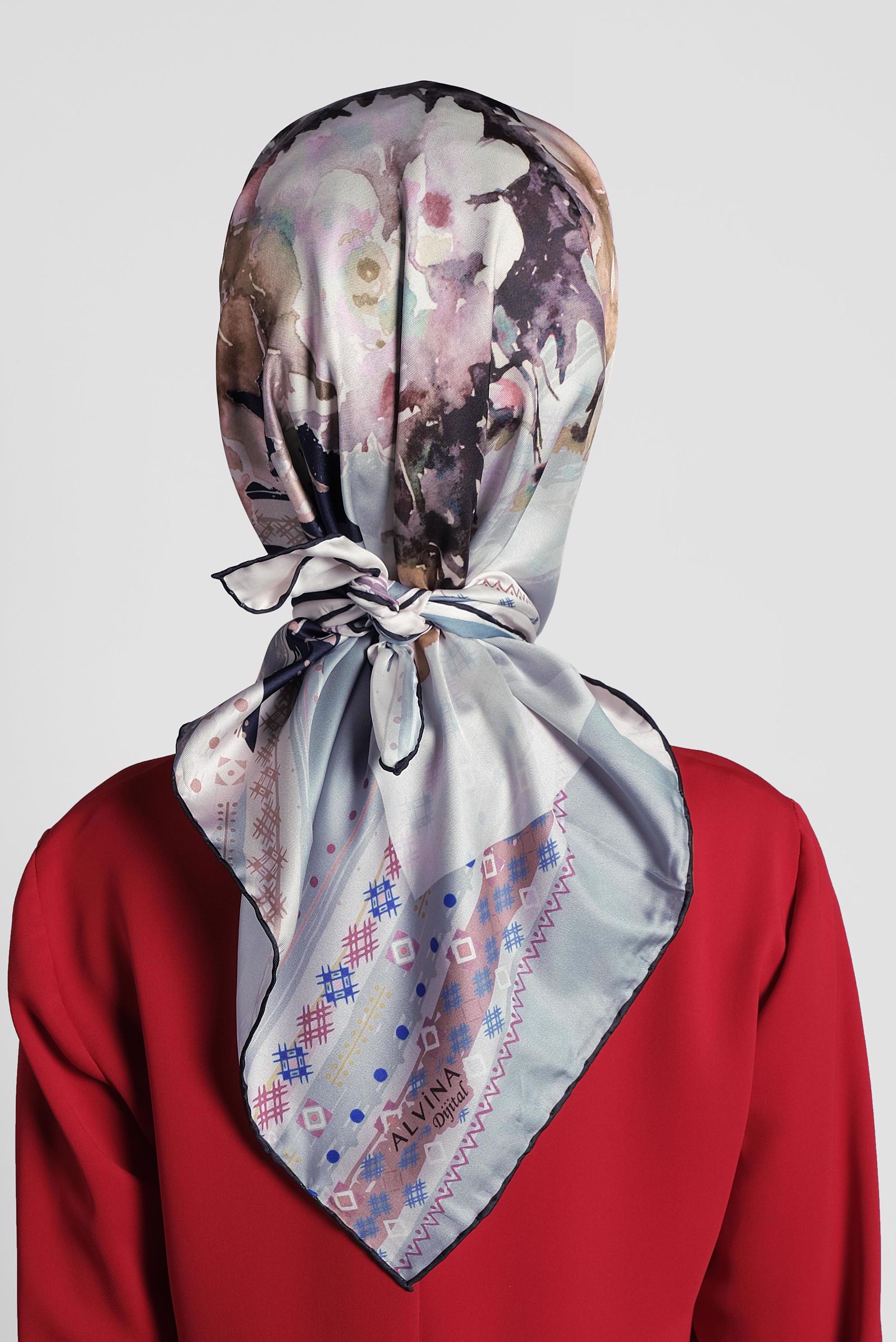 Tesettür giyim LACİVERT 9990 ALVİNA DİJİTAL EŞARP