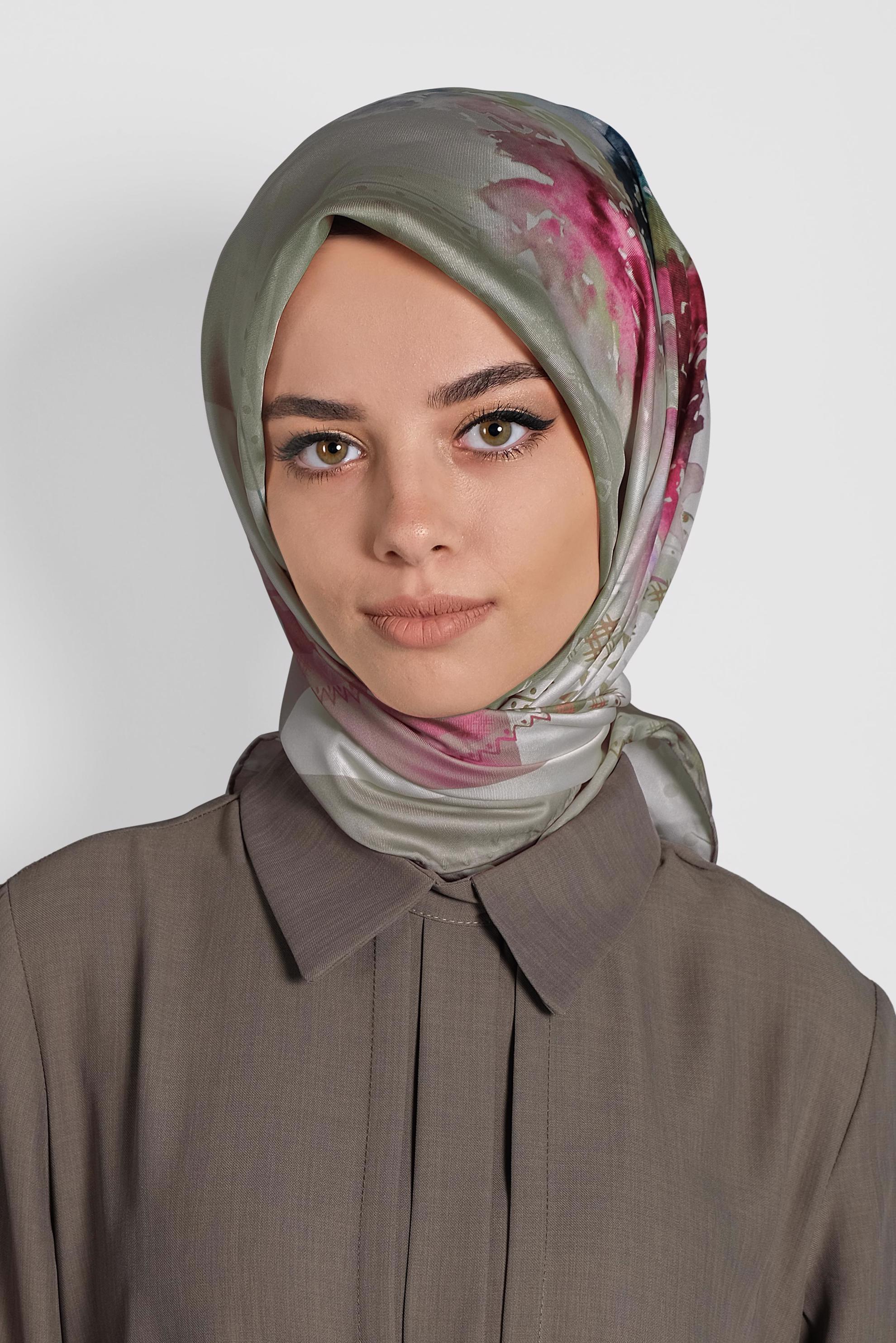 Tesettür giyim VİZON 9990 ALVİNA DİJİTAL EŞARP