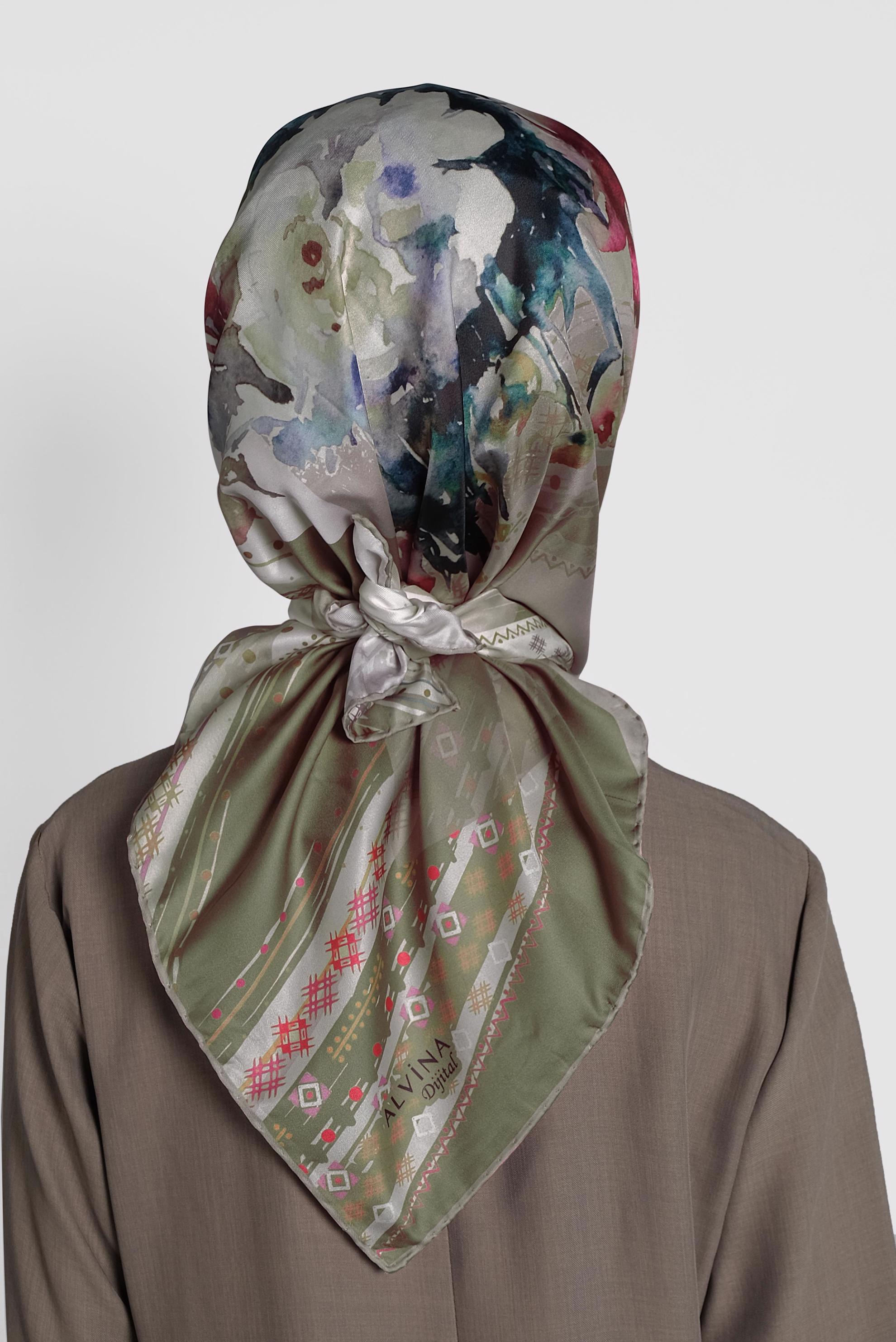 Tesettür giyim VİZON 9990 ALVİNA DİJİTAL EŞARP