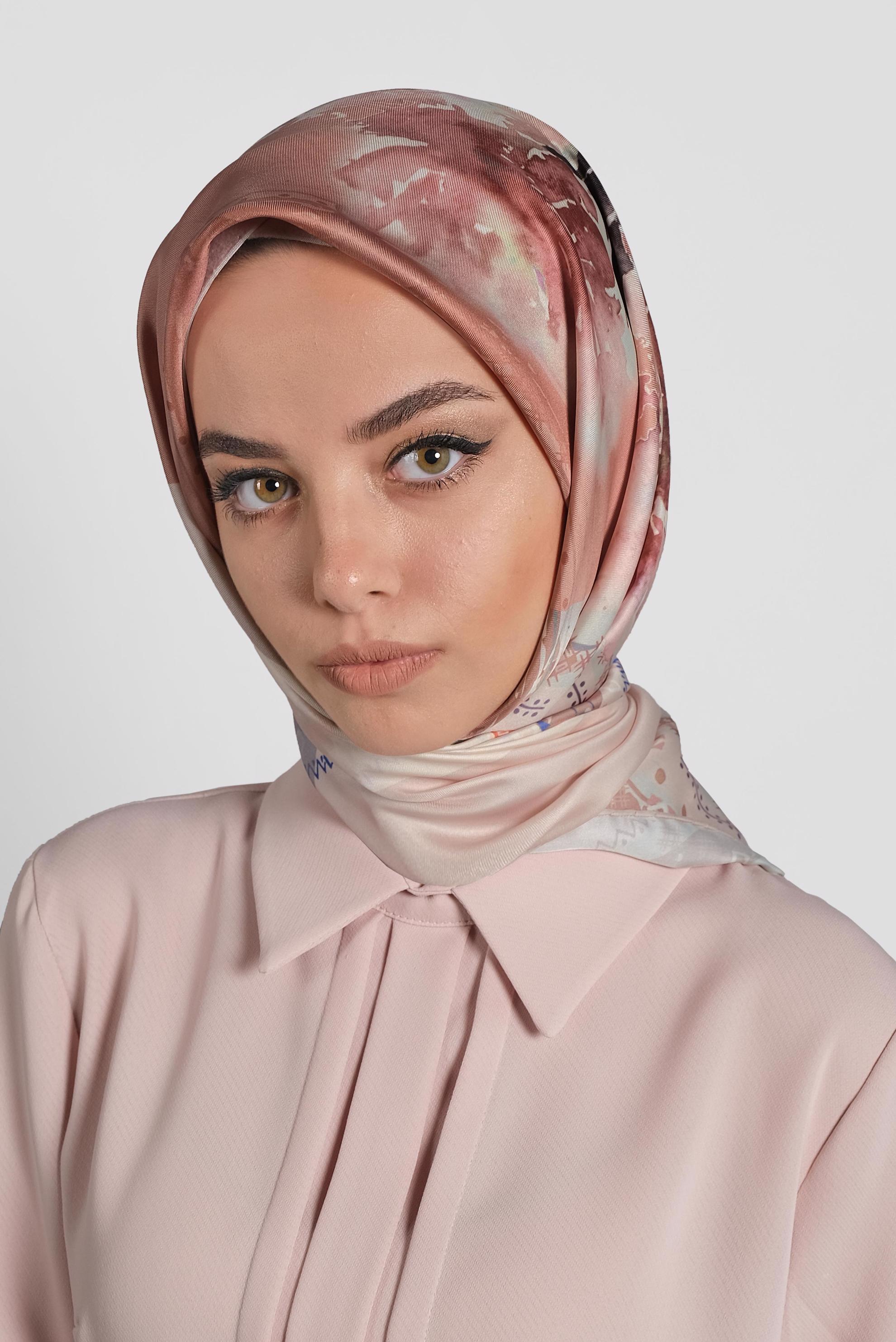 Tesettür giyim PUDRA 9990 ALVİNA DİJİTAL EŞARP