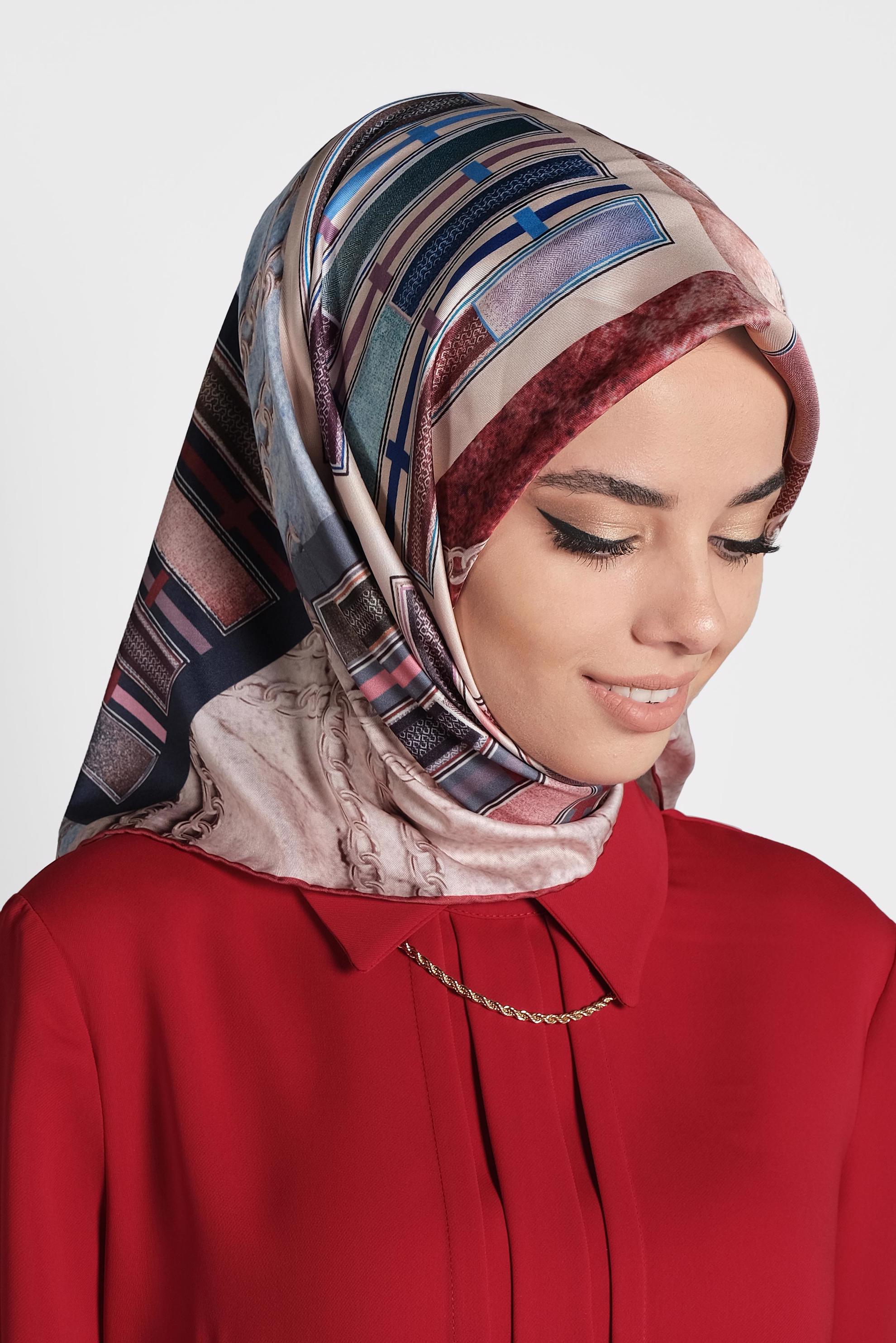 Tesettür giyim BORDO 9991 ALVİNA DİJİTAL EŞARP