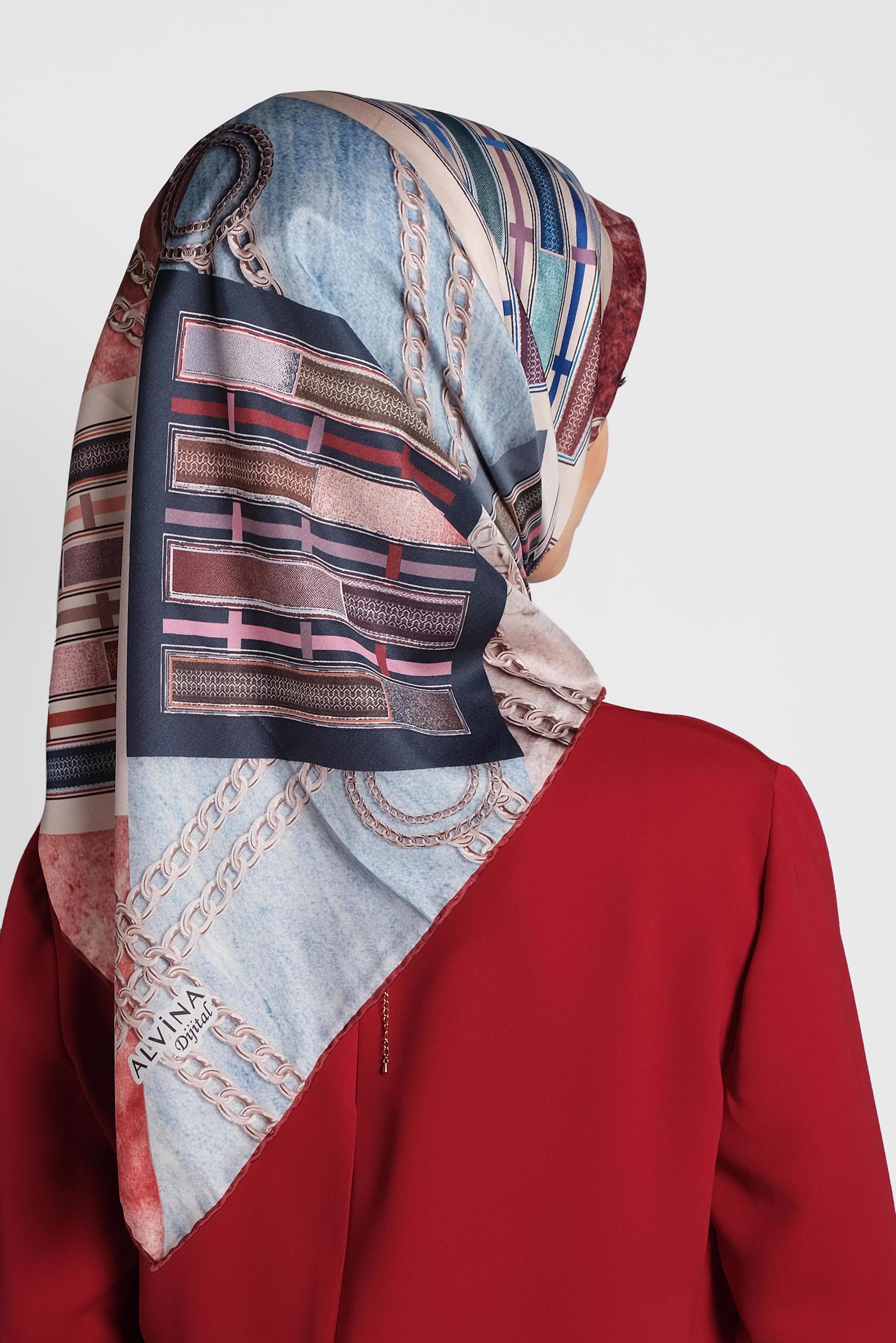 Tesettür giyim BORDO 9991 ALVİNA DİJİTAL EŞARP