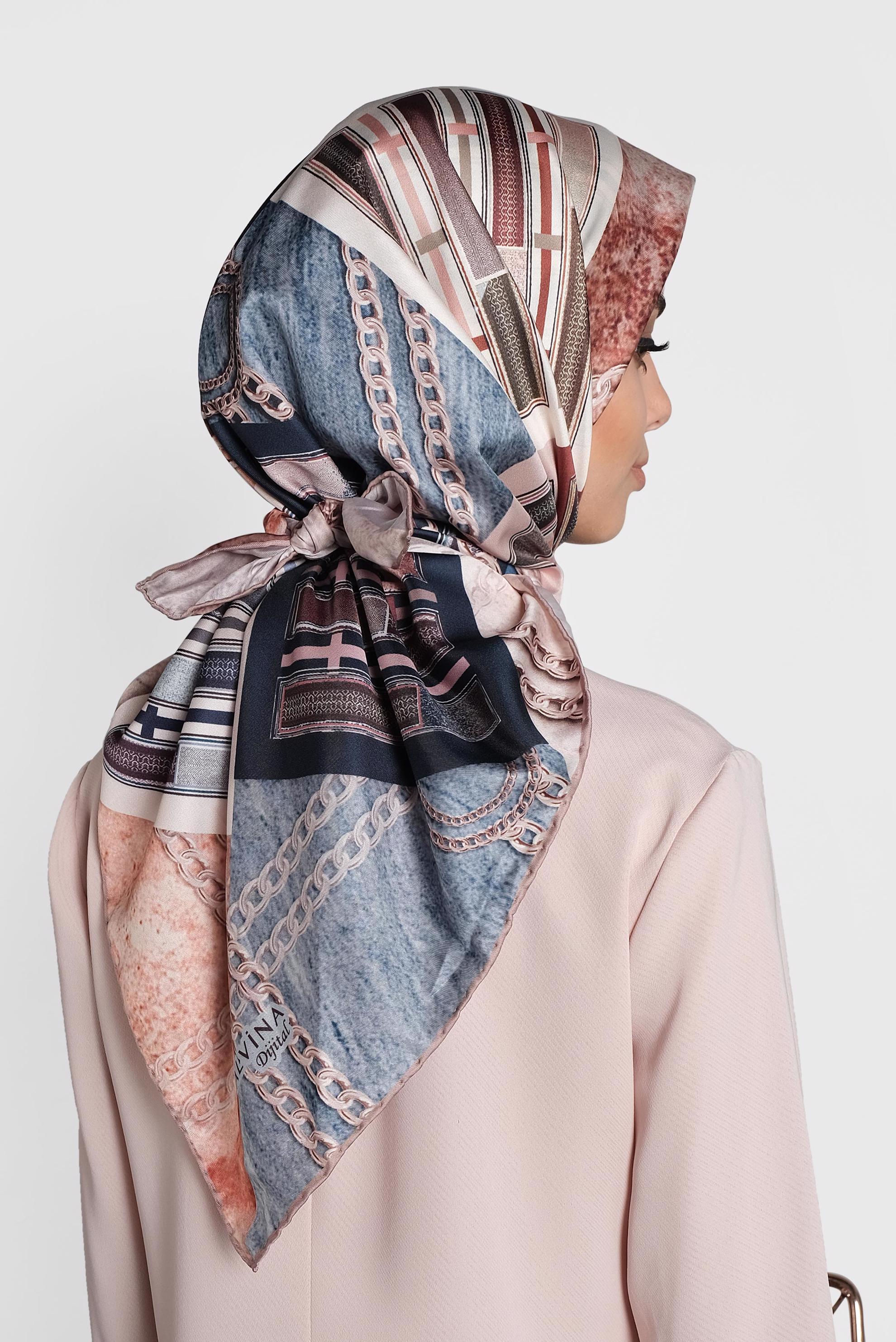 Tesettür giyim VİZON 9991 ALVİNA DİJİTAL EŞARP