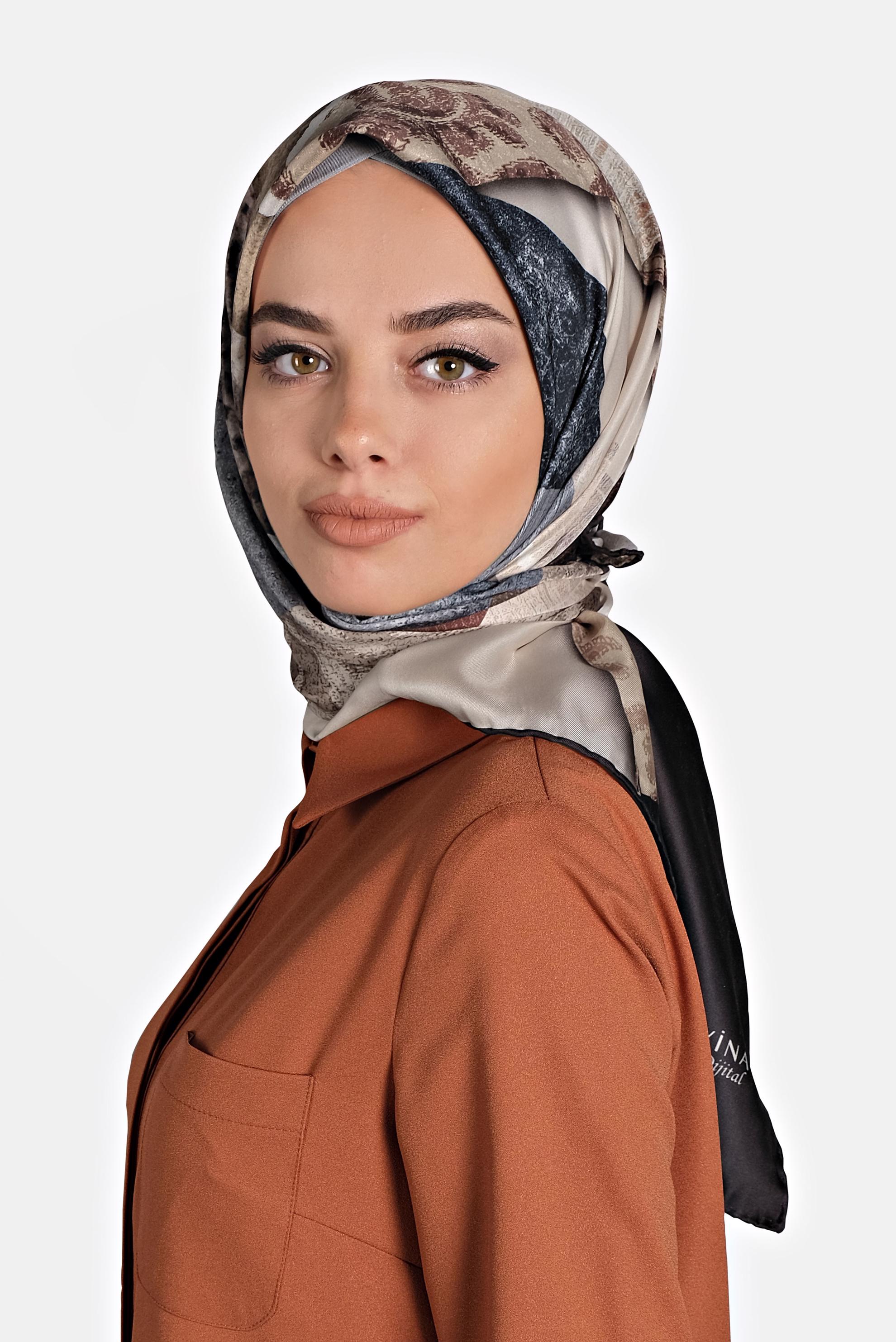 Tesettür giyim SİYAH 9992 ALVİNA DİJİTAL EŞARP