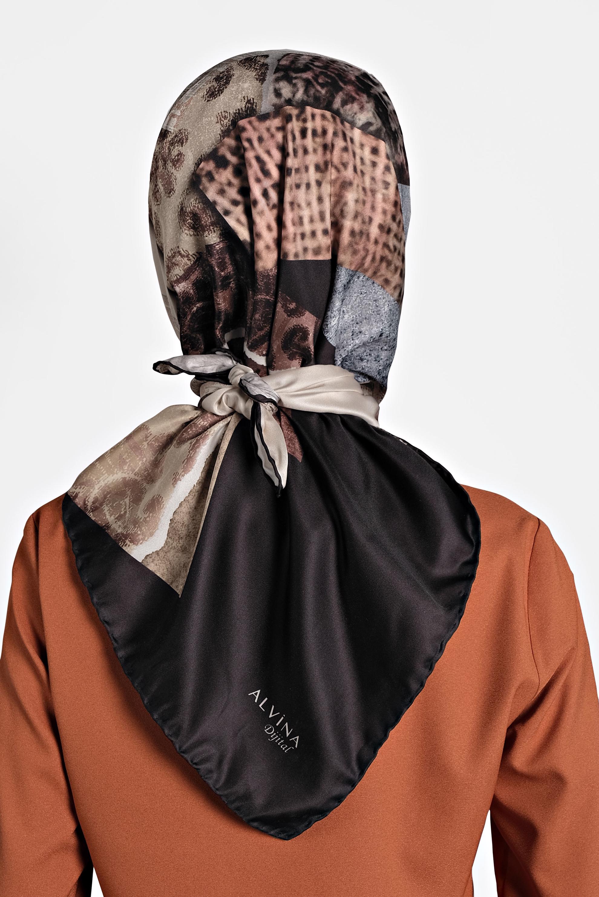 Tesettür giyim SİYAH 9992 ALVİNA DİJİTAL EŞARP