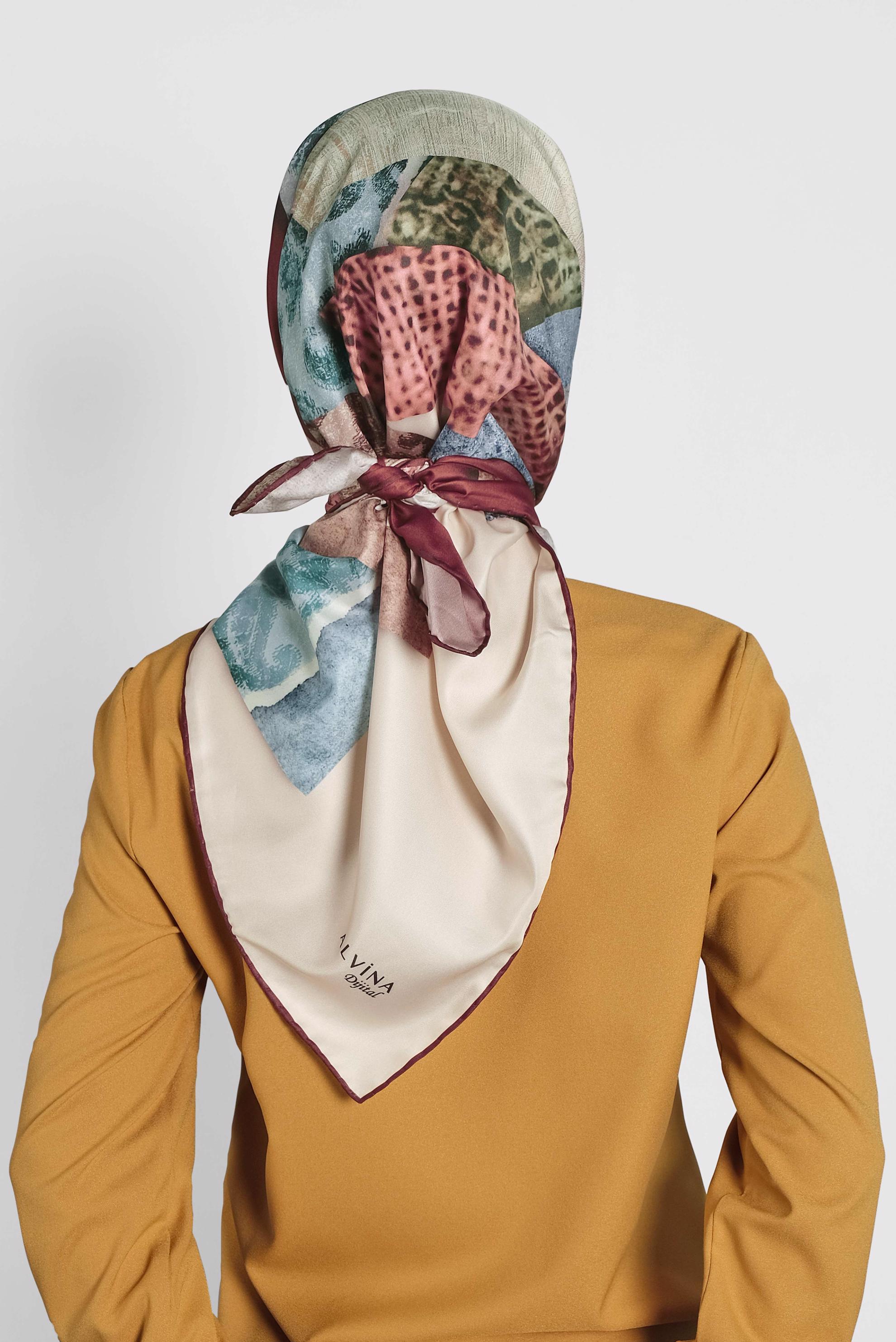 Tesettür giyim BORDO 9992 ALVİNA DİJİTAL EŞARP