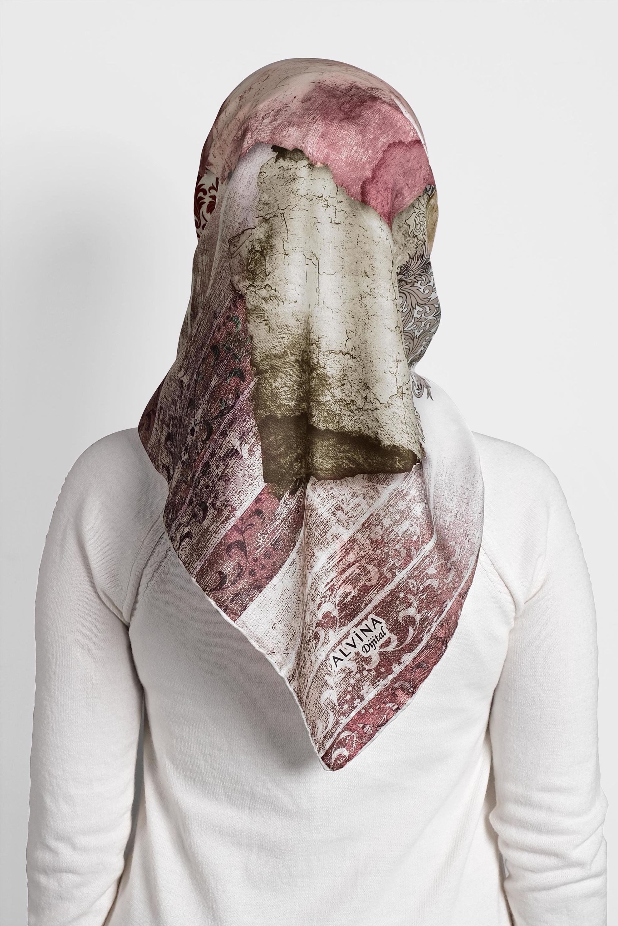 Tesettür giyim BEJ 9993 ALVİNA DİJİTAL EŞARP