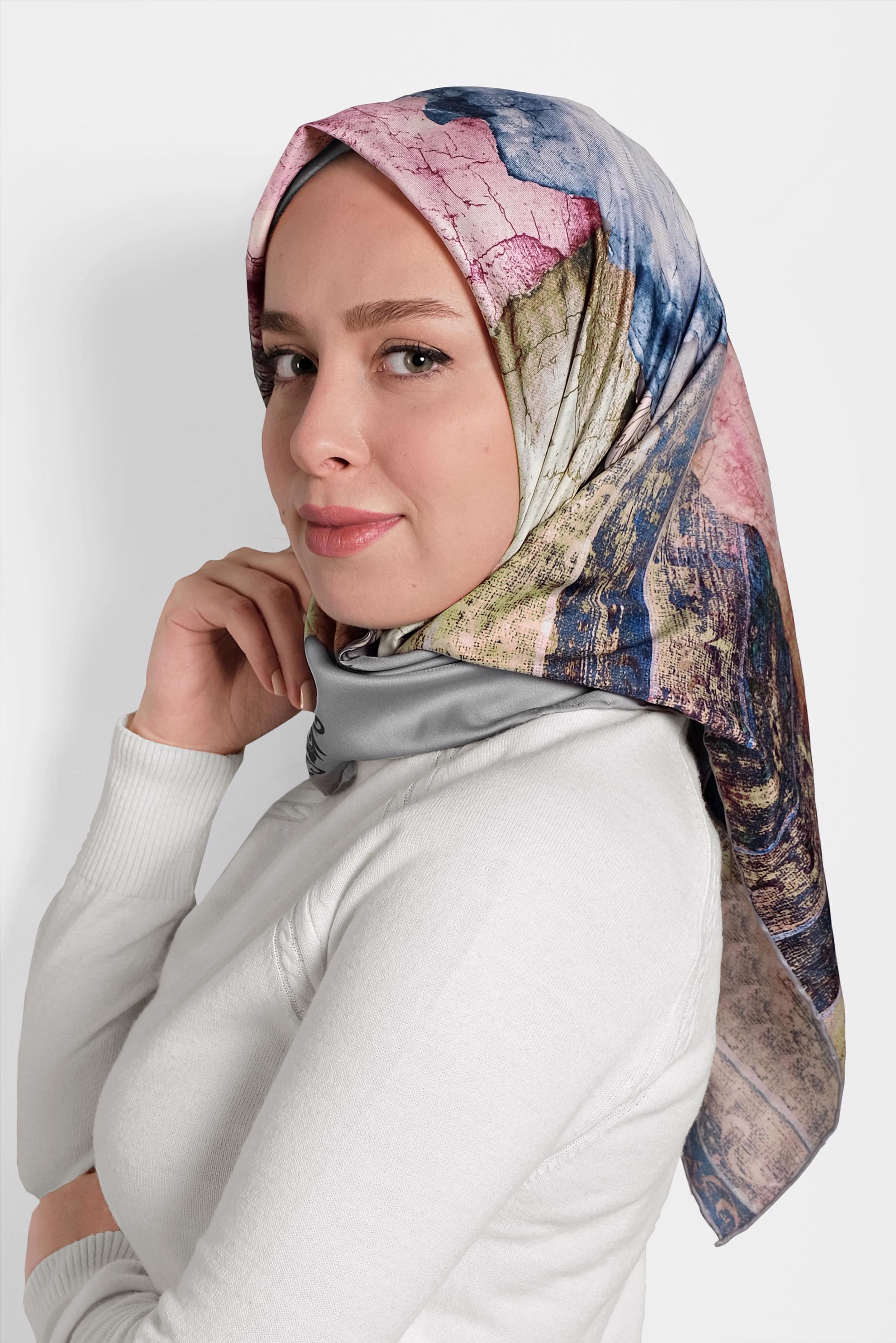 Tesettür giyim GRİ 9993 ALVİNA DİJİTAL EŞARP