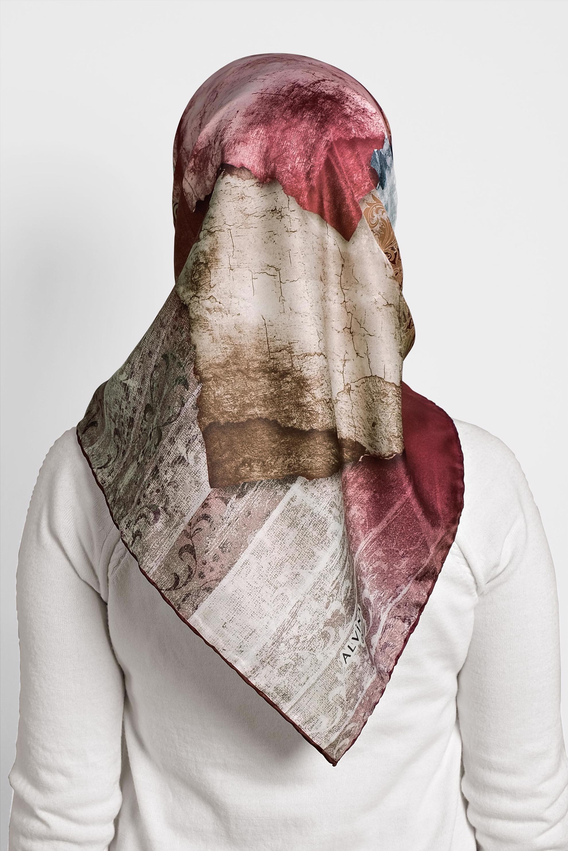 Tesettür giyim BORDO 9993 ALVİNA DİJİTAL EŞARP