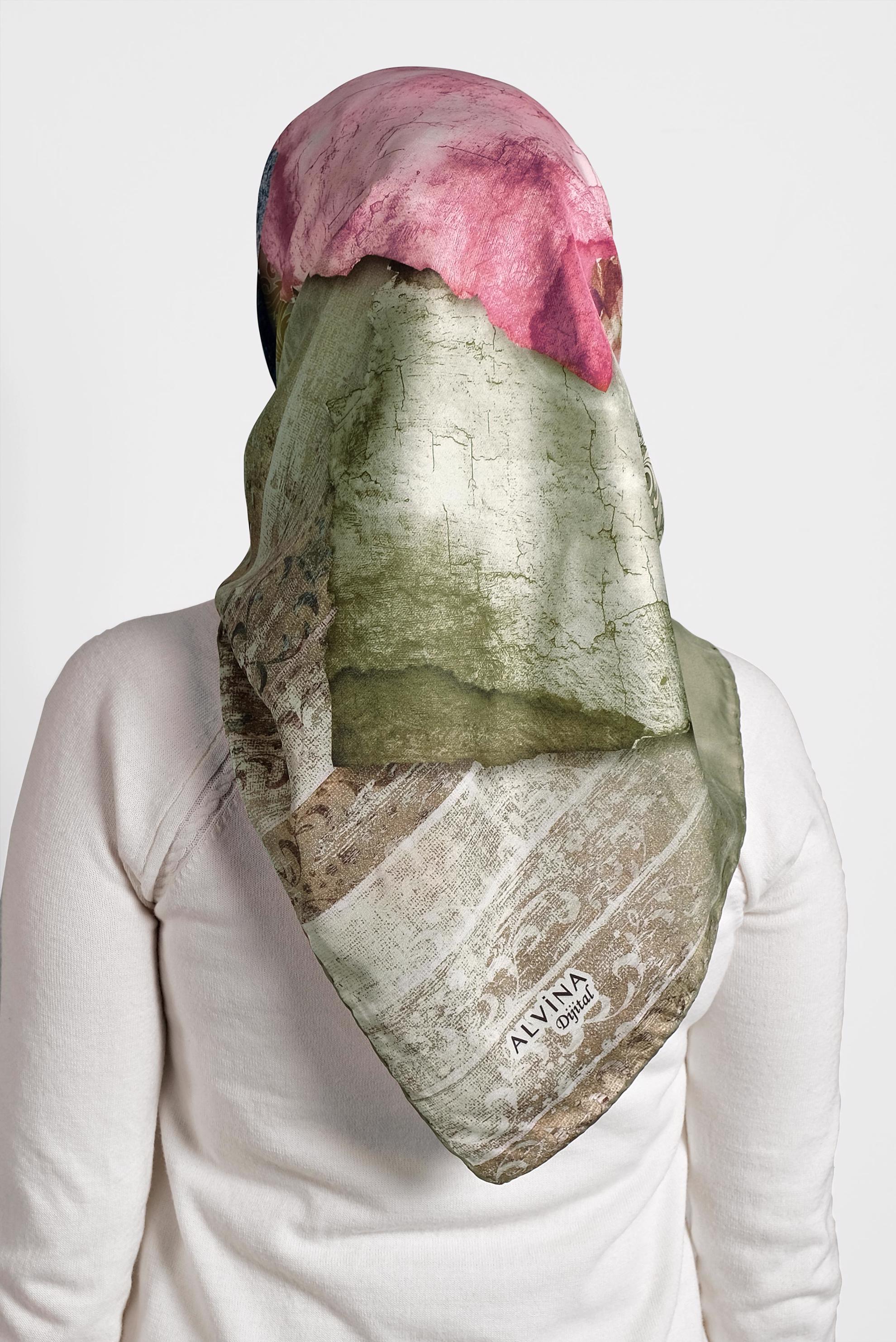 Tesettür giyim HAKİ 9993 ALVİNA DİJİTAL EŞARP