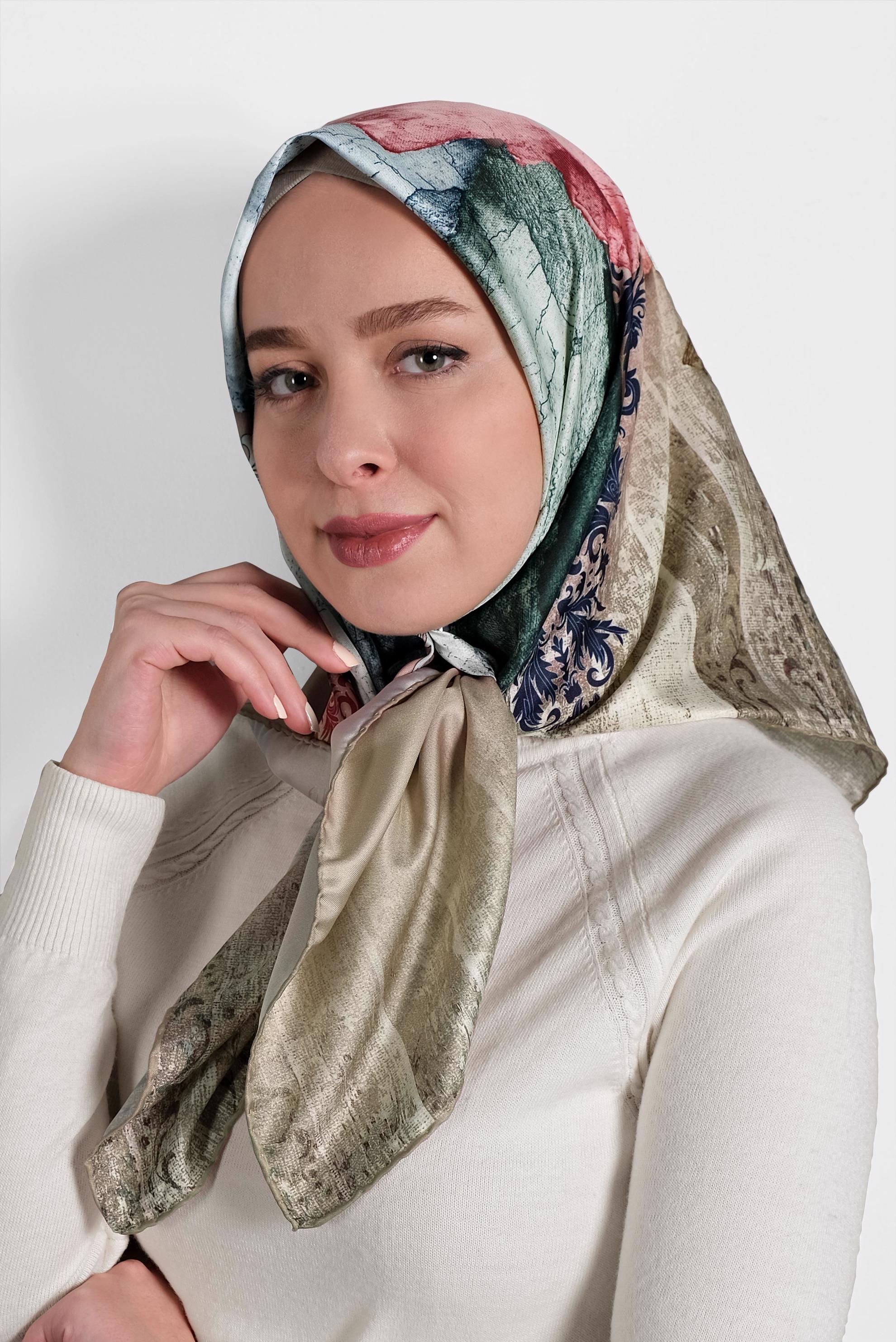 Tesettür giyim VİZON 9993 ALVİNA DİJİTAL EŞARP