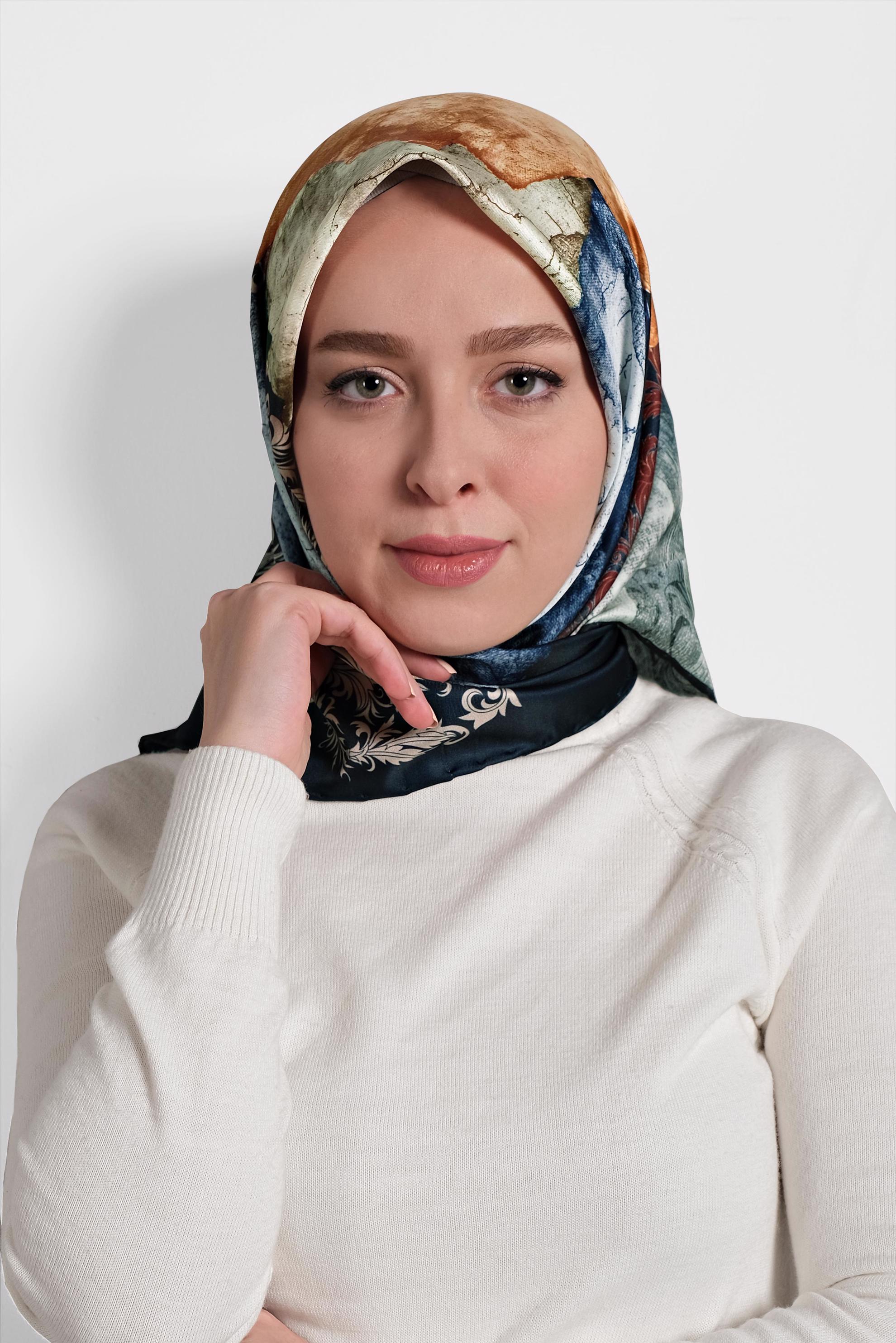 Tesettür giyim LACİVERT 9993 ALVİNA DİJİTAL EŞARP