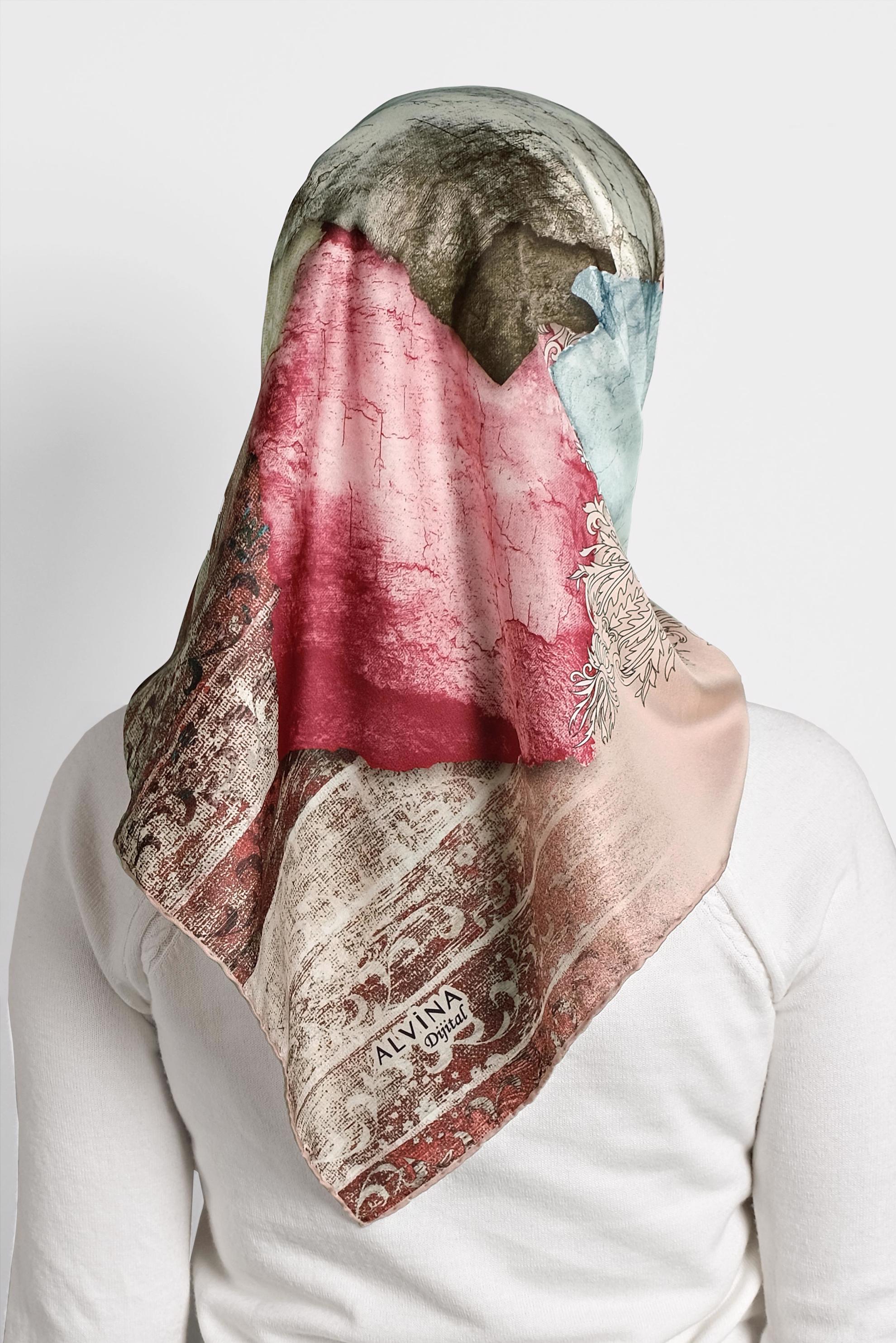 Tesettür giyim PEMBE 9993 ALVİNA DİJİTAL EŞARP