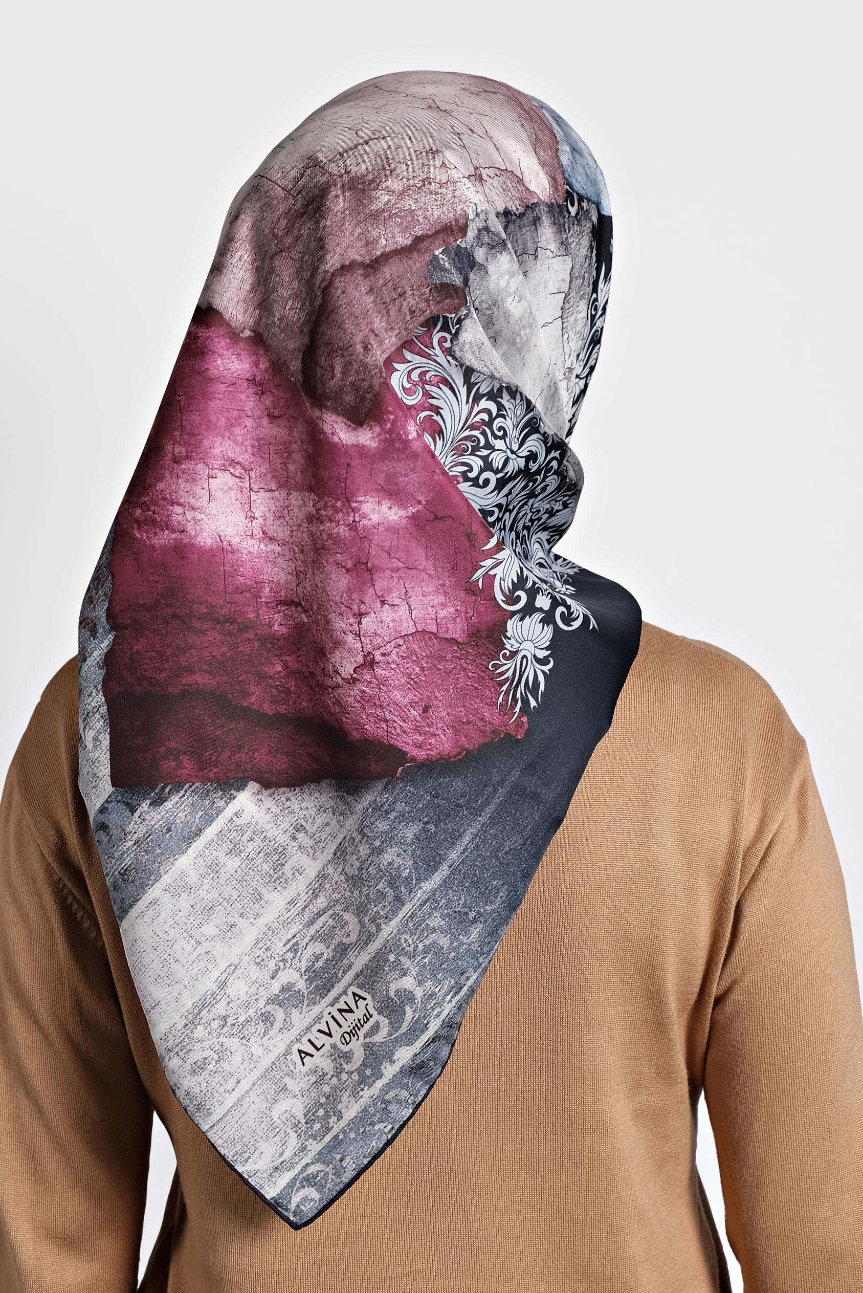 Tesettür giyim LACİVERT 9993 ALVİNA DİJİTAL EŞARP