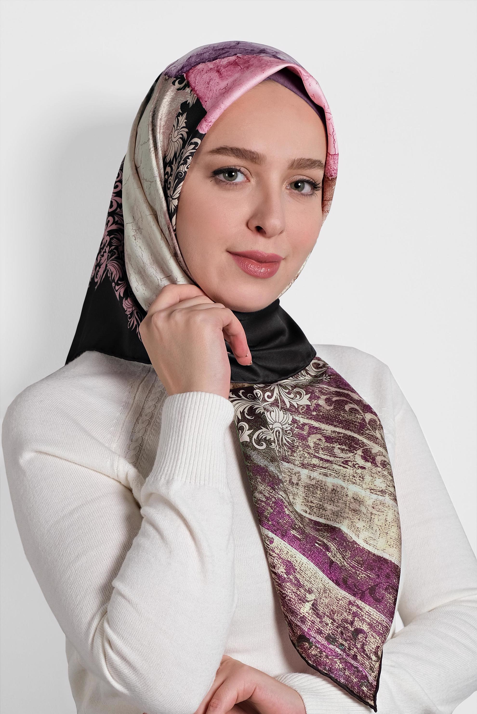 Tesettür giyim SİYAH 9993 ALVİNA DİJİTAL EŞARP