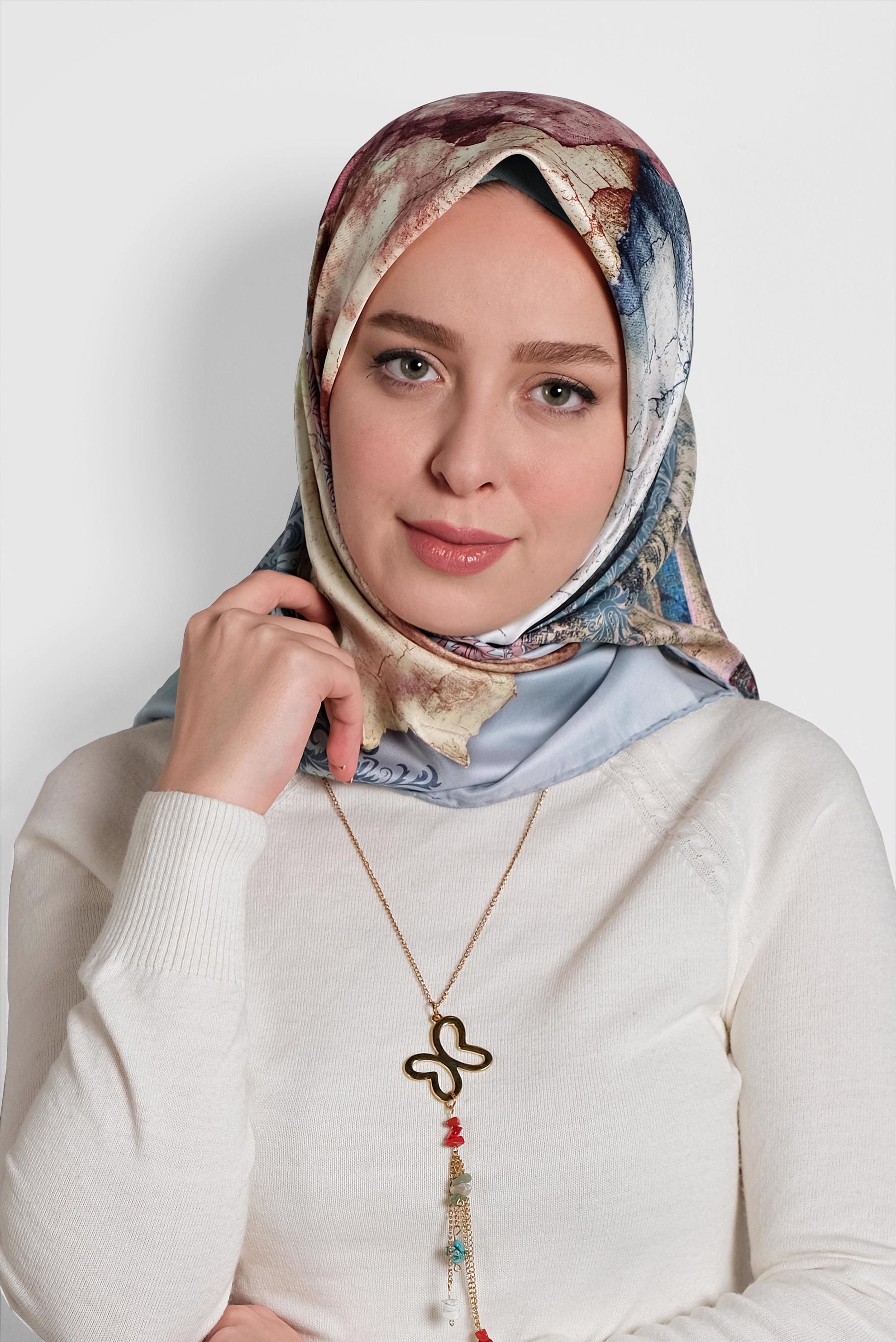 Tesettür giyim MAVİ 9993 ALVİNA DİJİTAL EŞARP