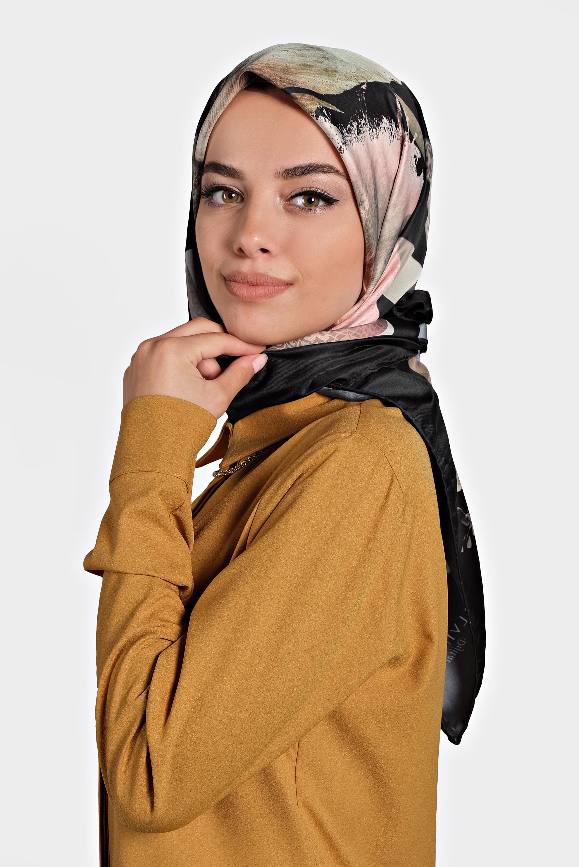 Tesettür giyim SİYAH 9994 ALVİNA DİJİTAL EŞARP